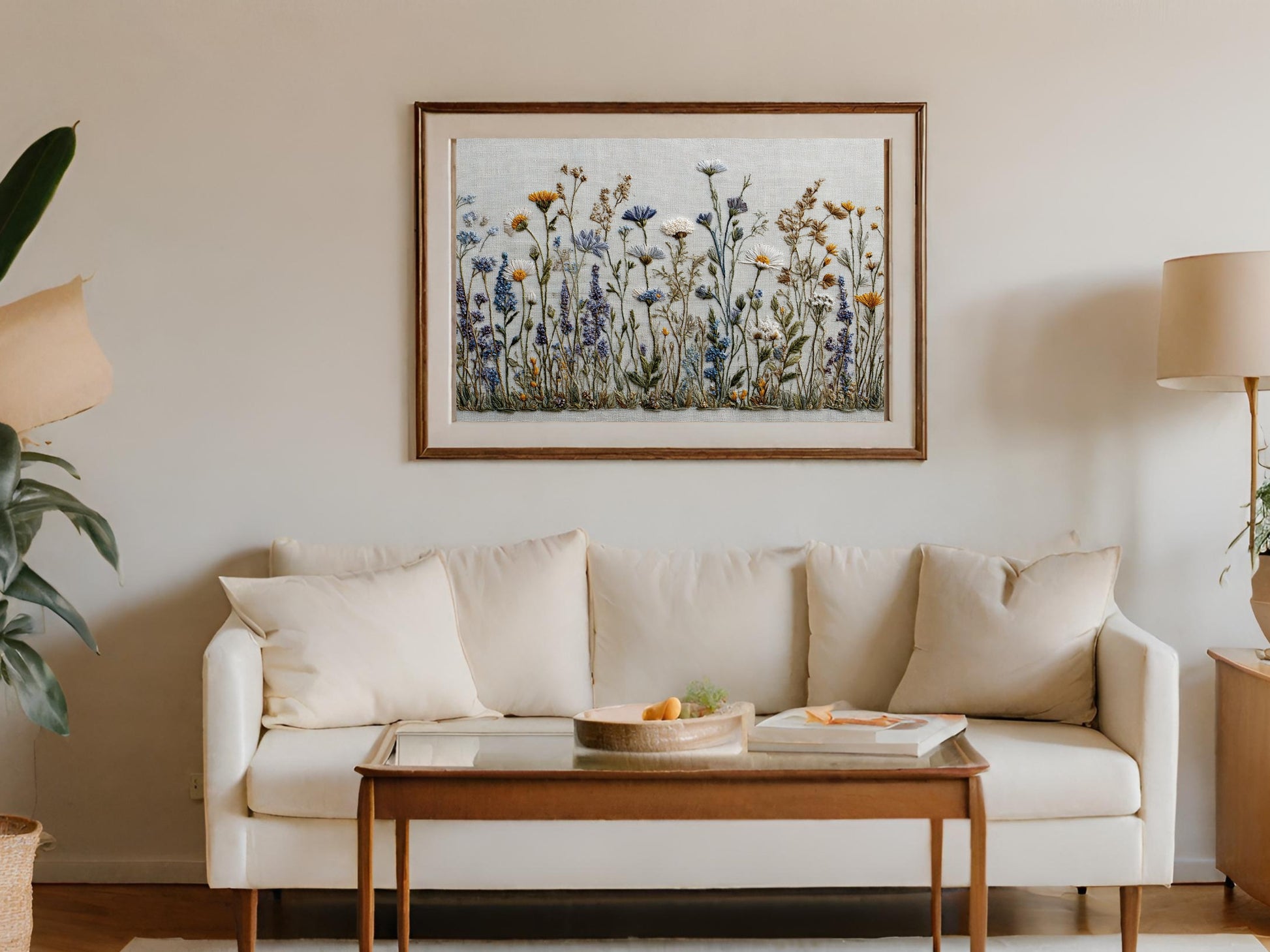Framed Colorful Wildflowers Embroidery Home Decor product type