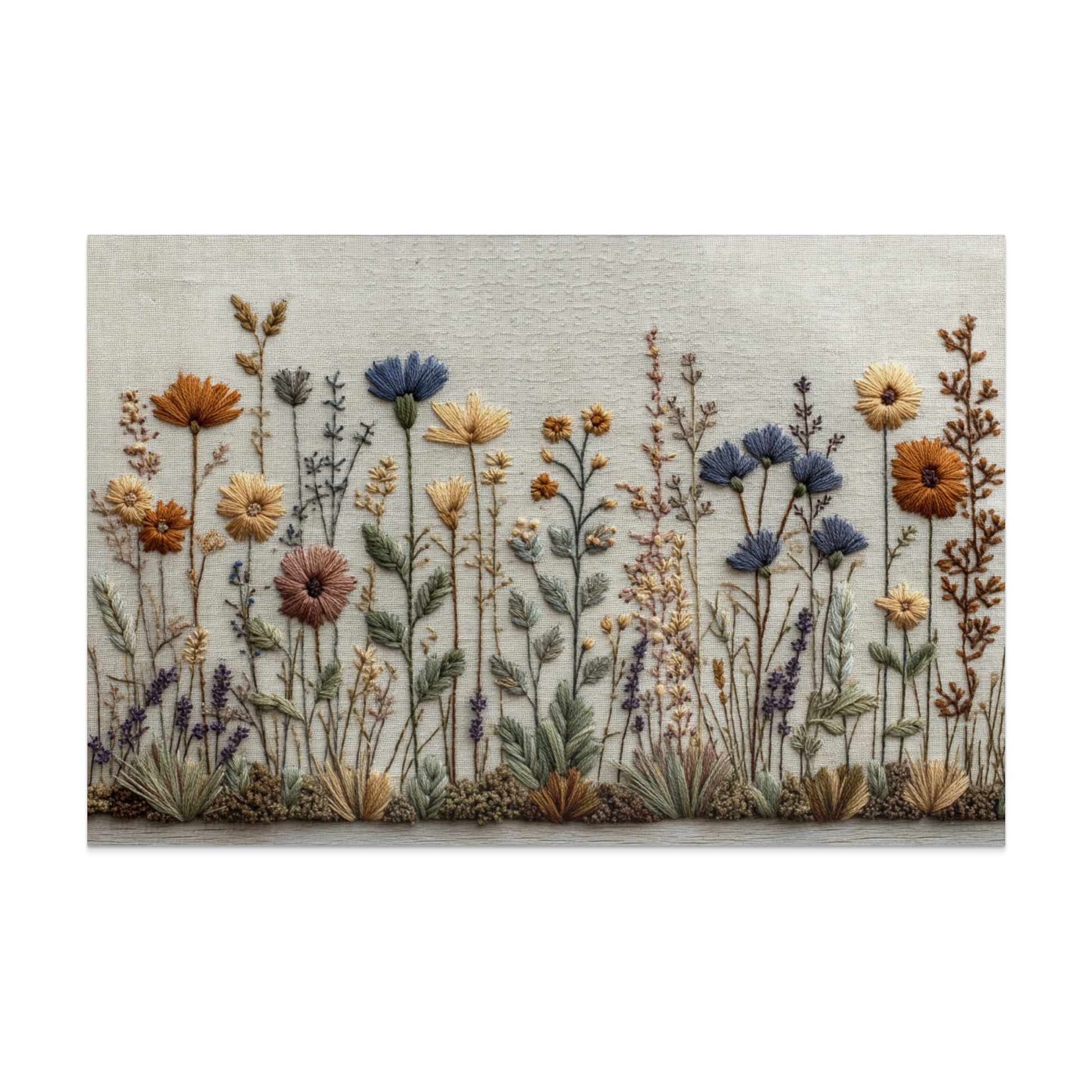 Embroidered Floral Landscape Decor for Elegant Spaces