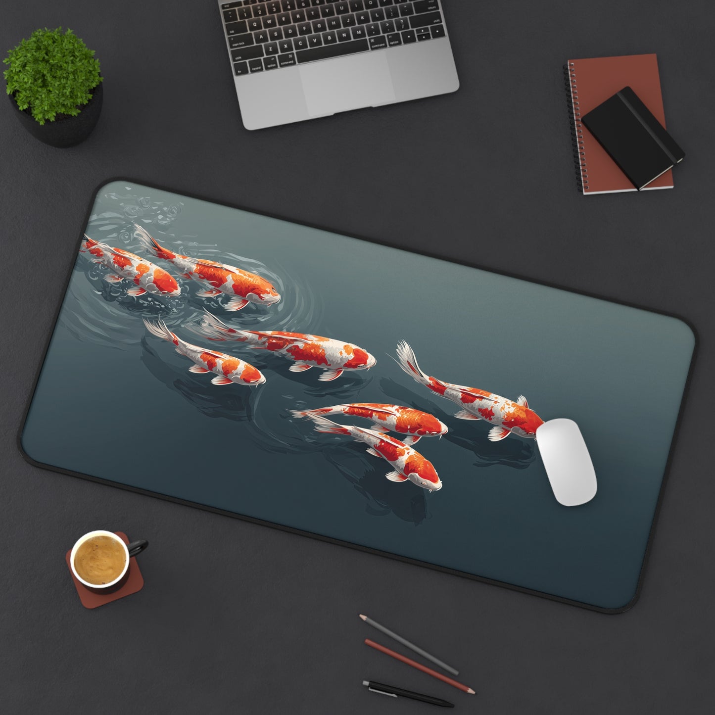Koi Pond Desk Mat — Serene Red Koi Fish Mousepad