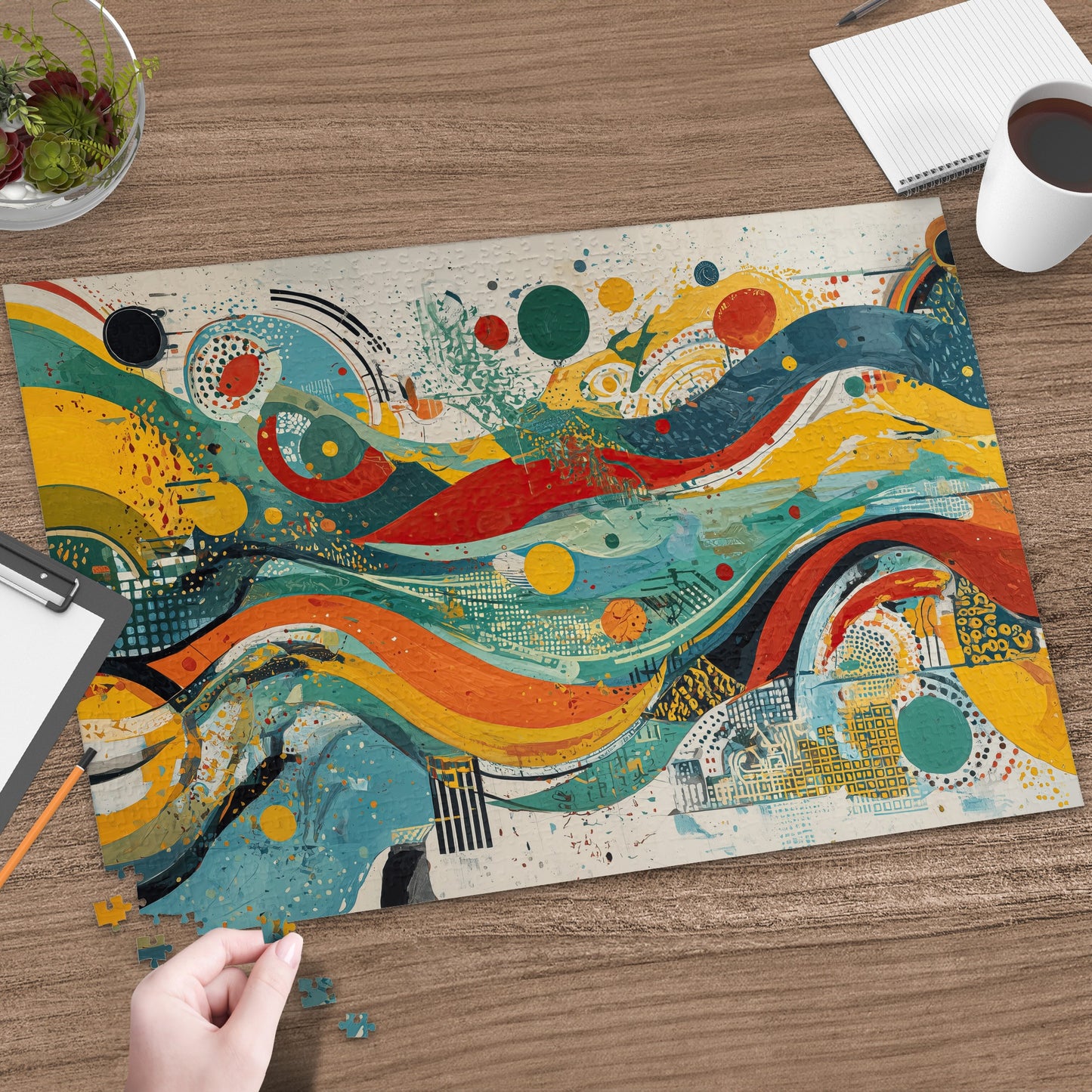 Abstract Colorful Dynamic Flow Artistic Waves Puzzle product type