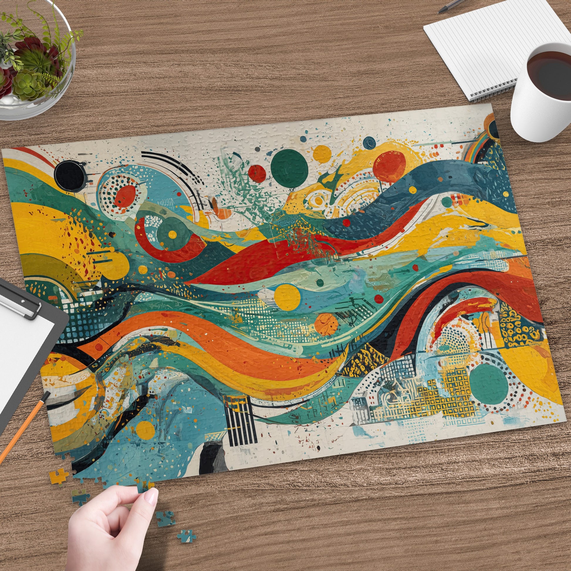 Abstract Colorful Dynamic Flow Artistic Waves Puzzle product type