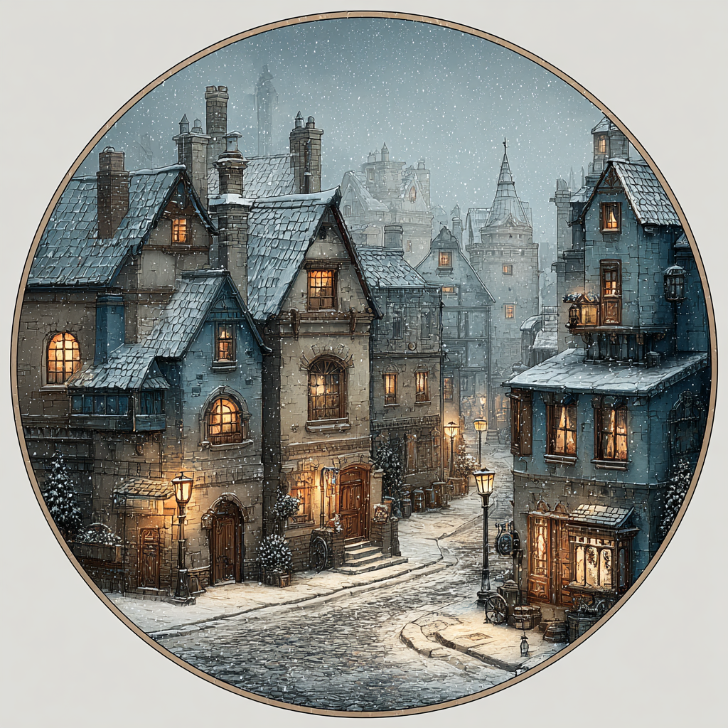 Charming Winter Street Scene Art Print Product