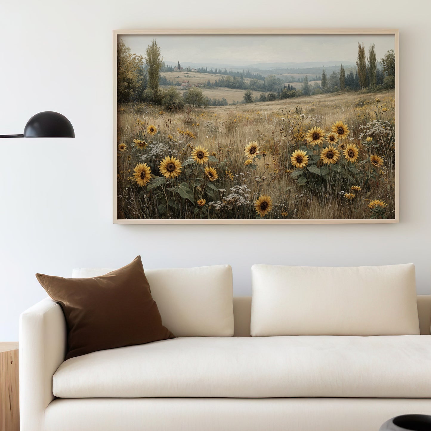 Sunflower Fields Landscape Framed Wall Art Canvas Decor