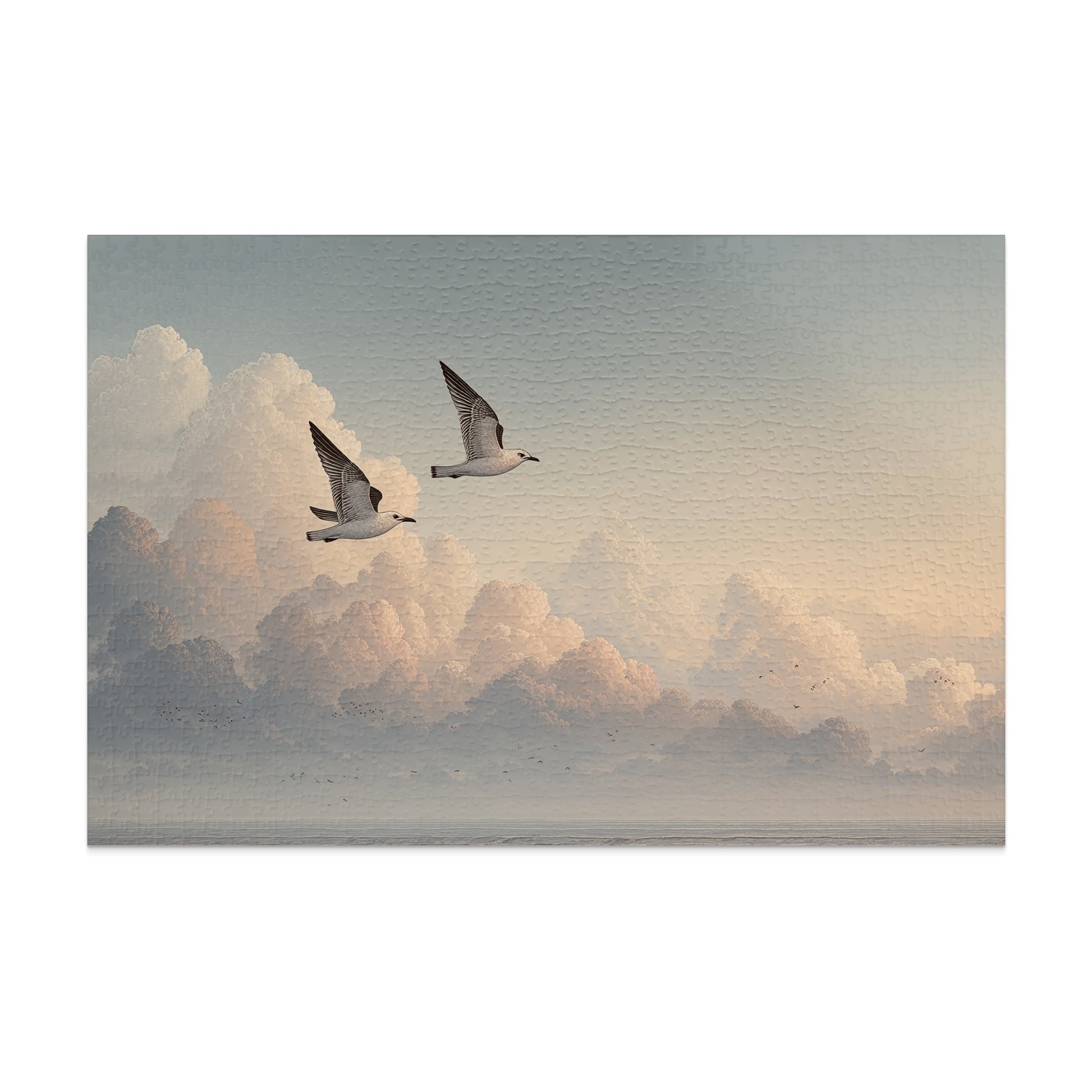 Soaring Birds Against a Cloudy Sky Scene Puzzle