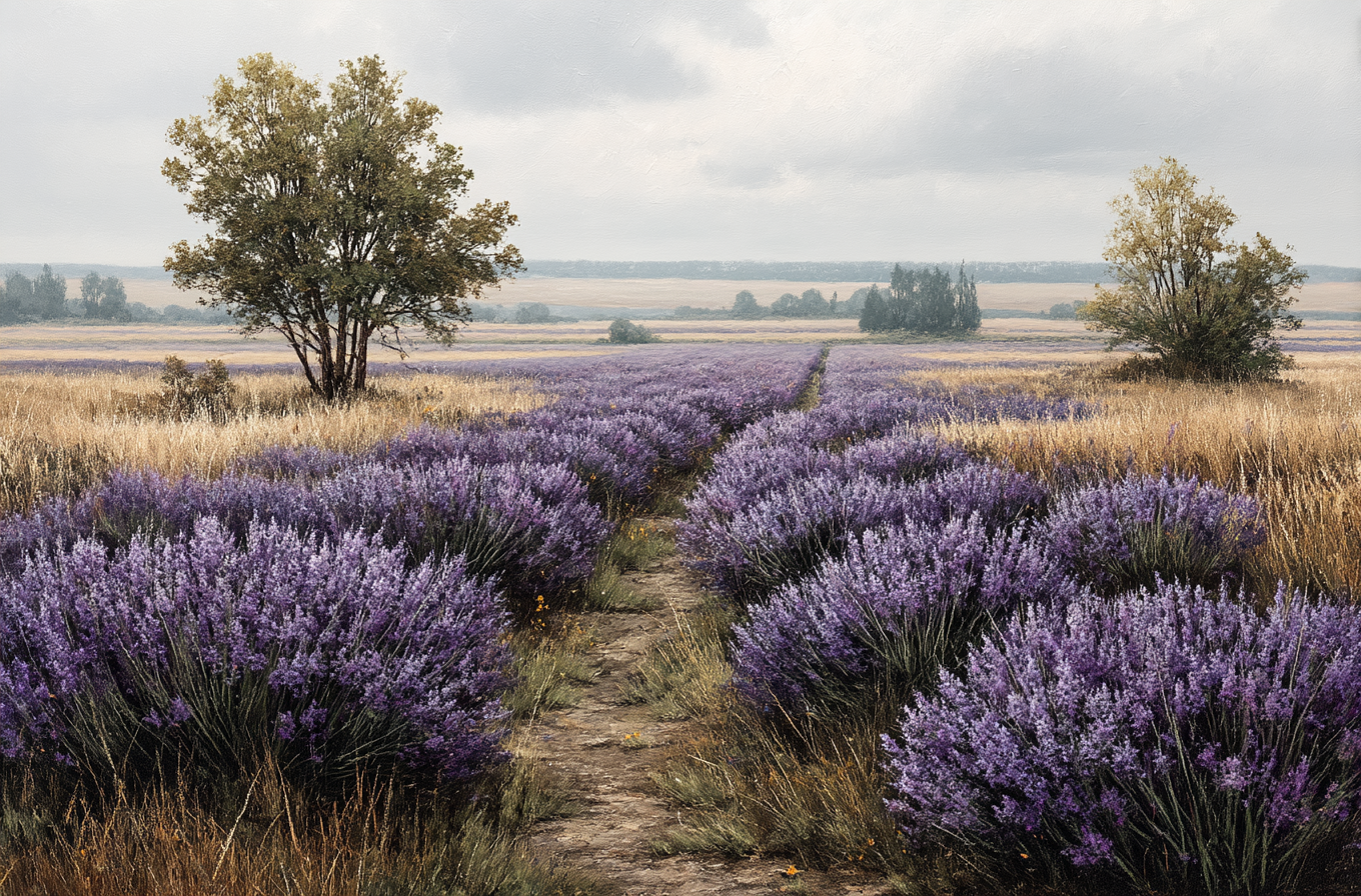 Lavender Fields Scenic Pathway Art Print