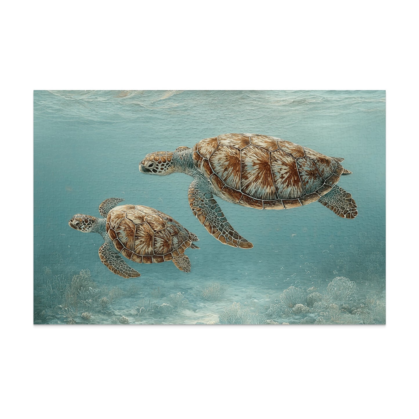 Aquatic Design Sea Turtles Underwater Art Print