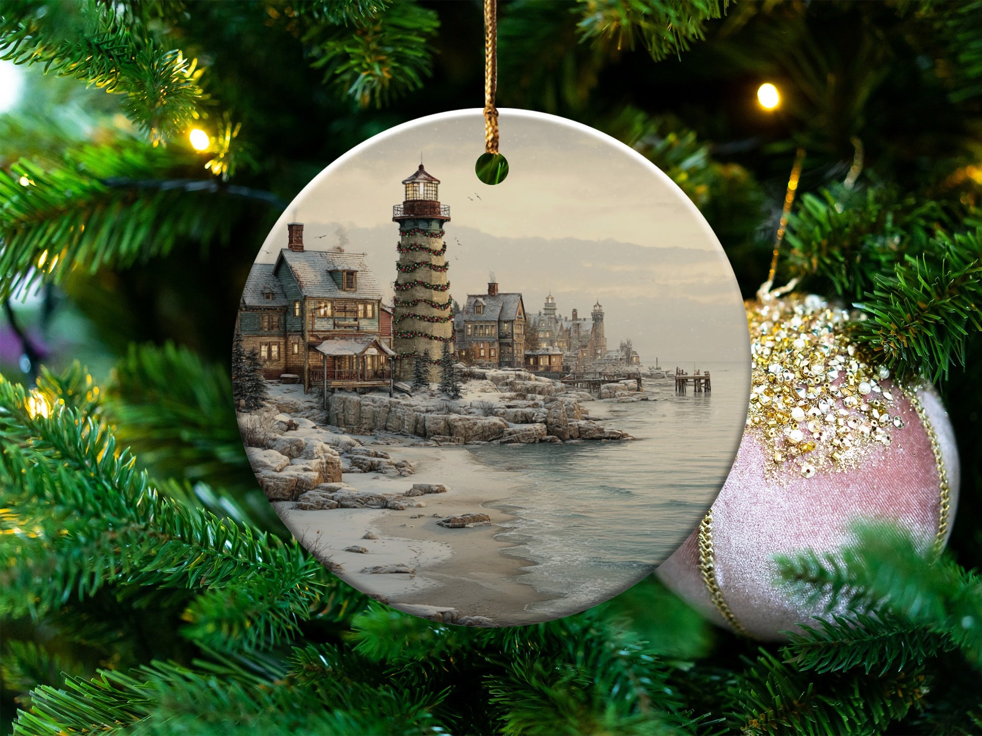 Beautiful Peaceful Coastal Scene Decoration Ornament