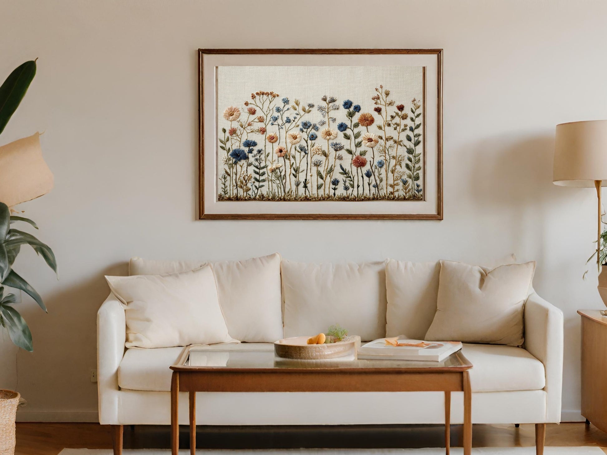Floral Embroidery Framed Wall Art Home Decor product type