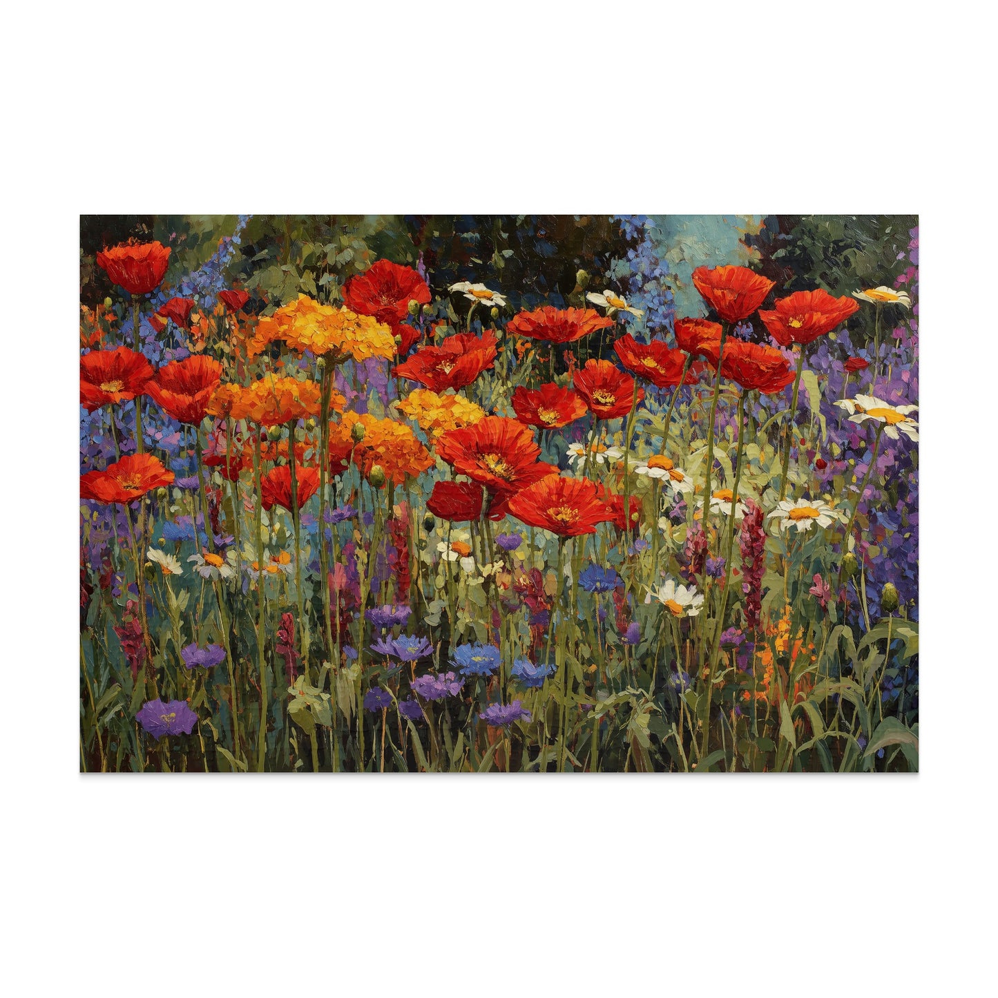 Colorful Poppy Field Wildflower Impression Painting Artwork product type