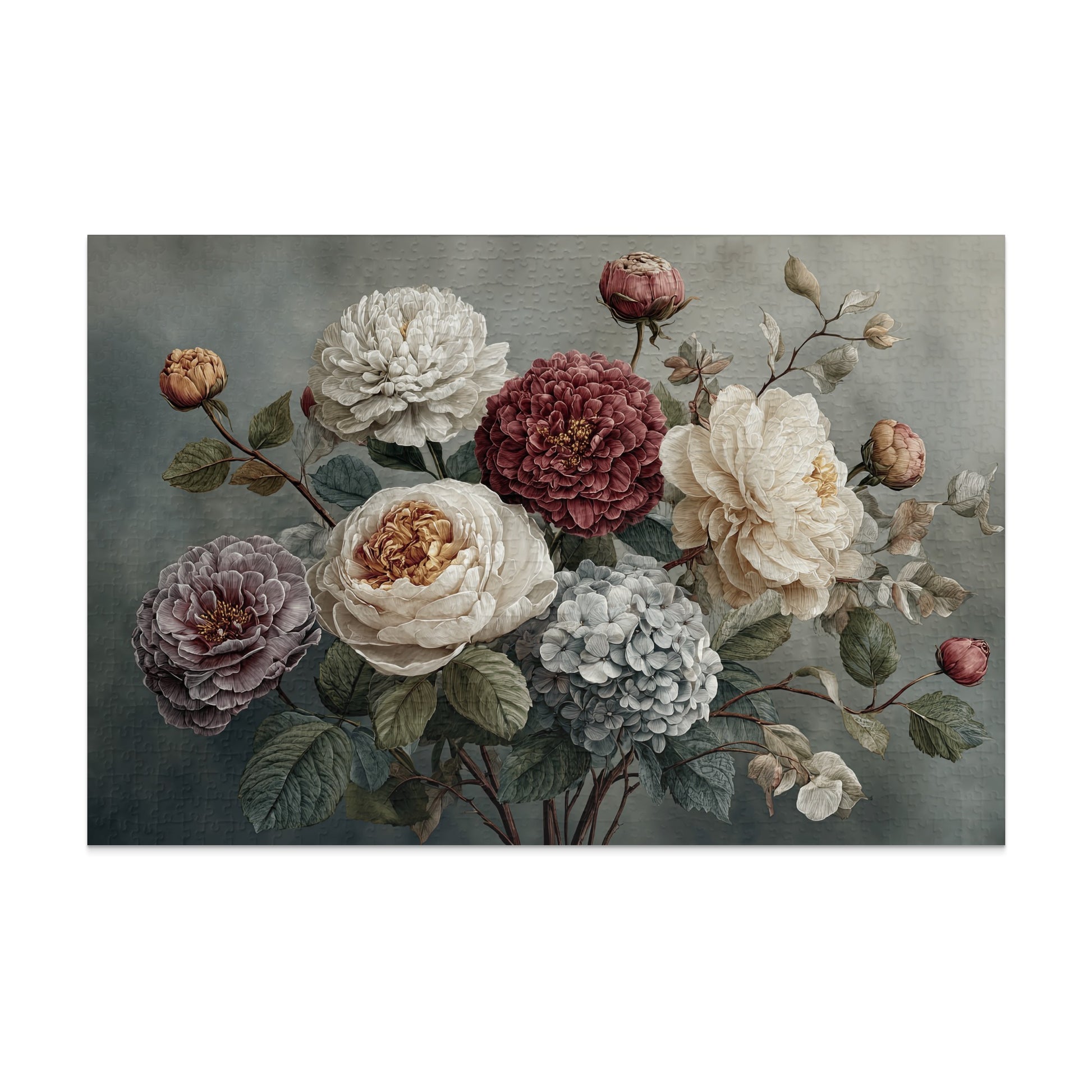 Vintage Floral Bouquet Illustration Puzzle Decor