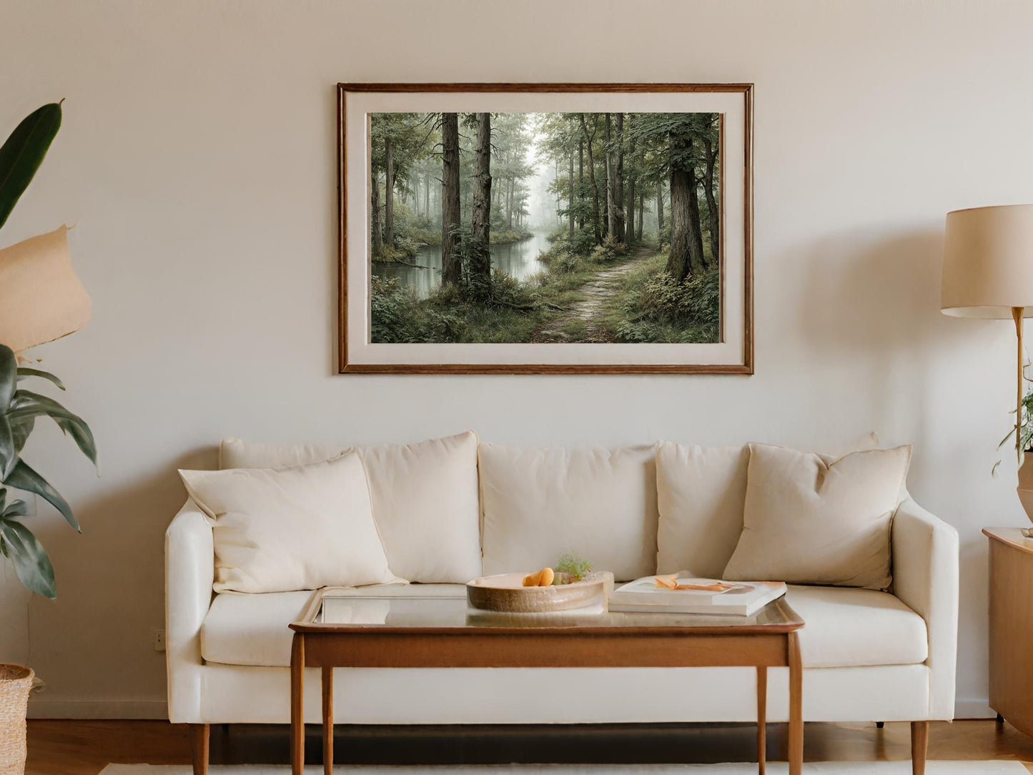Serene Forest Pathway Wall Art for Relaxing Living Room Decor