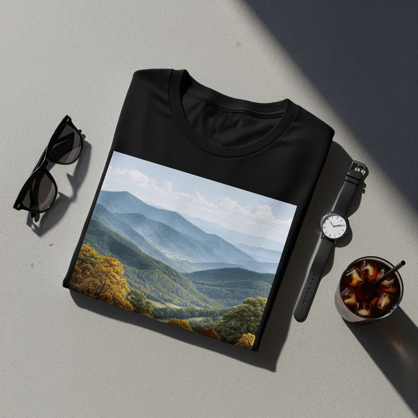 Scenic Mountain Range Print T-shirt for Casual Wear