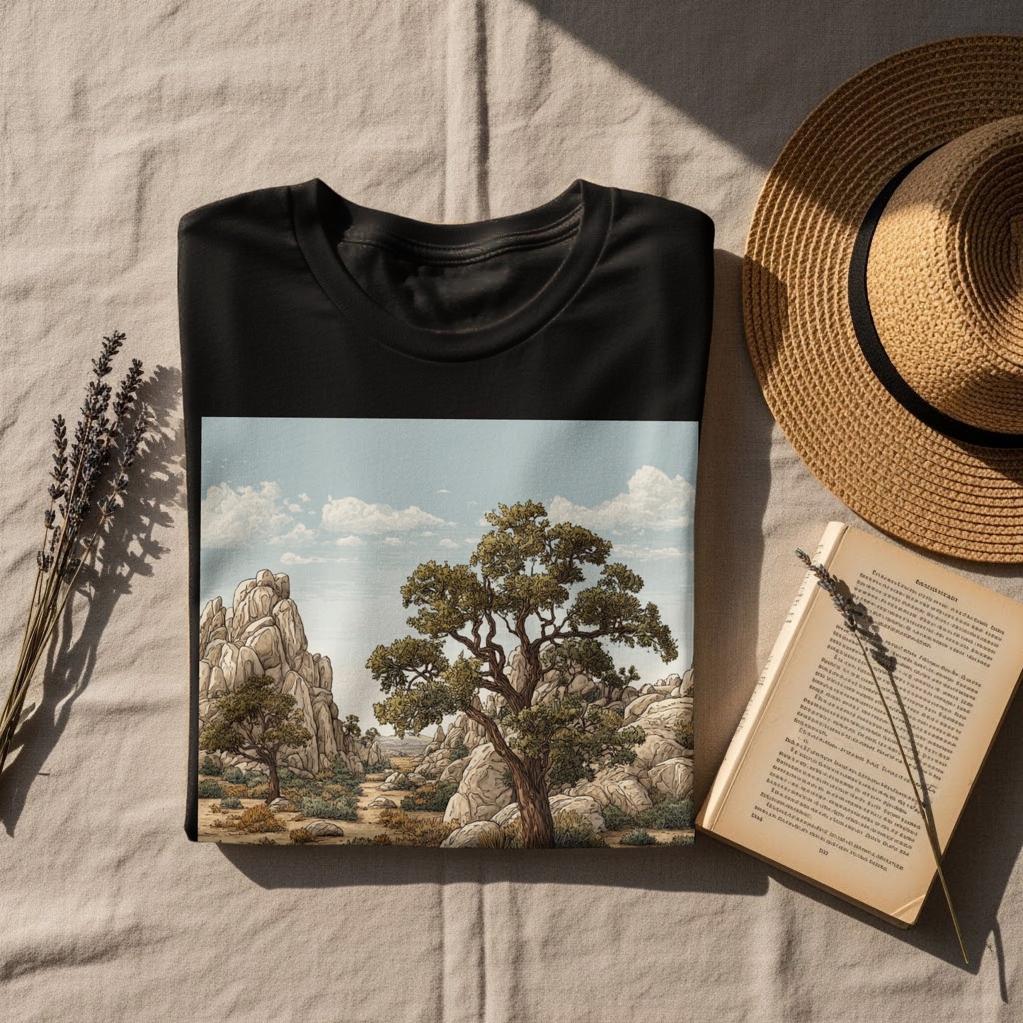 Scenic Landscape Graphic on Black T-Shirt Shirt