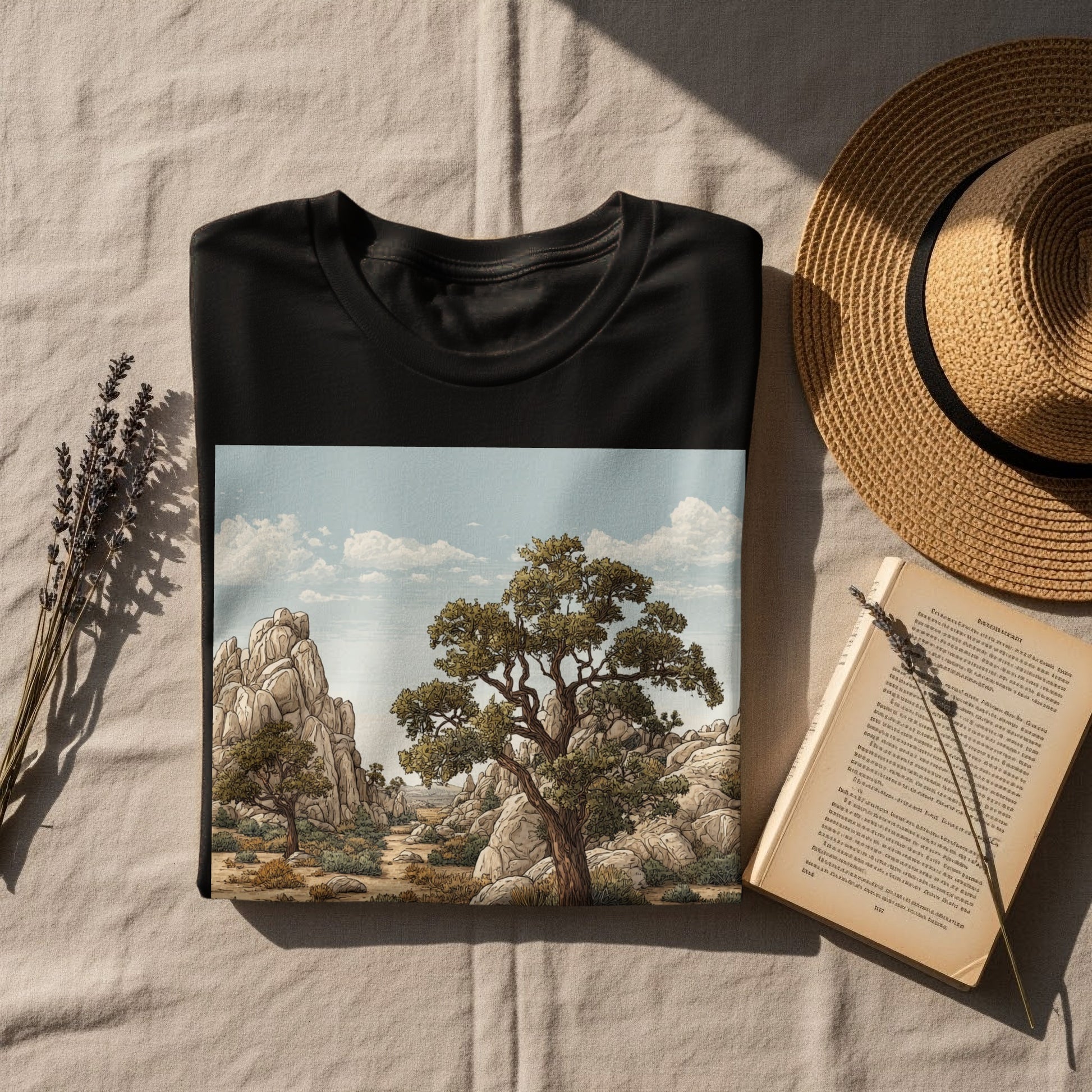 Scenic Landscape Graphic on Black T-Shirt Shirt