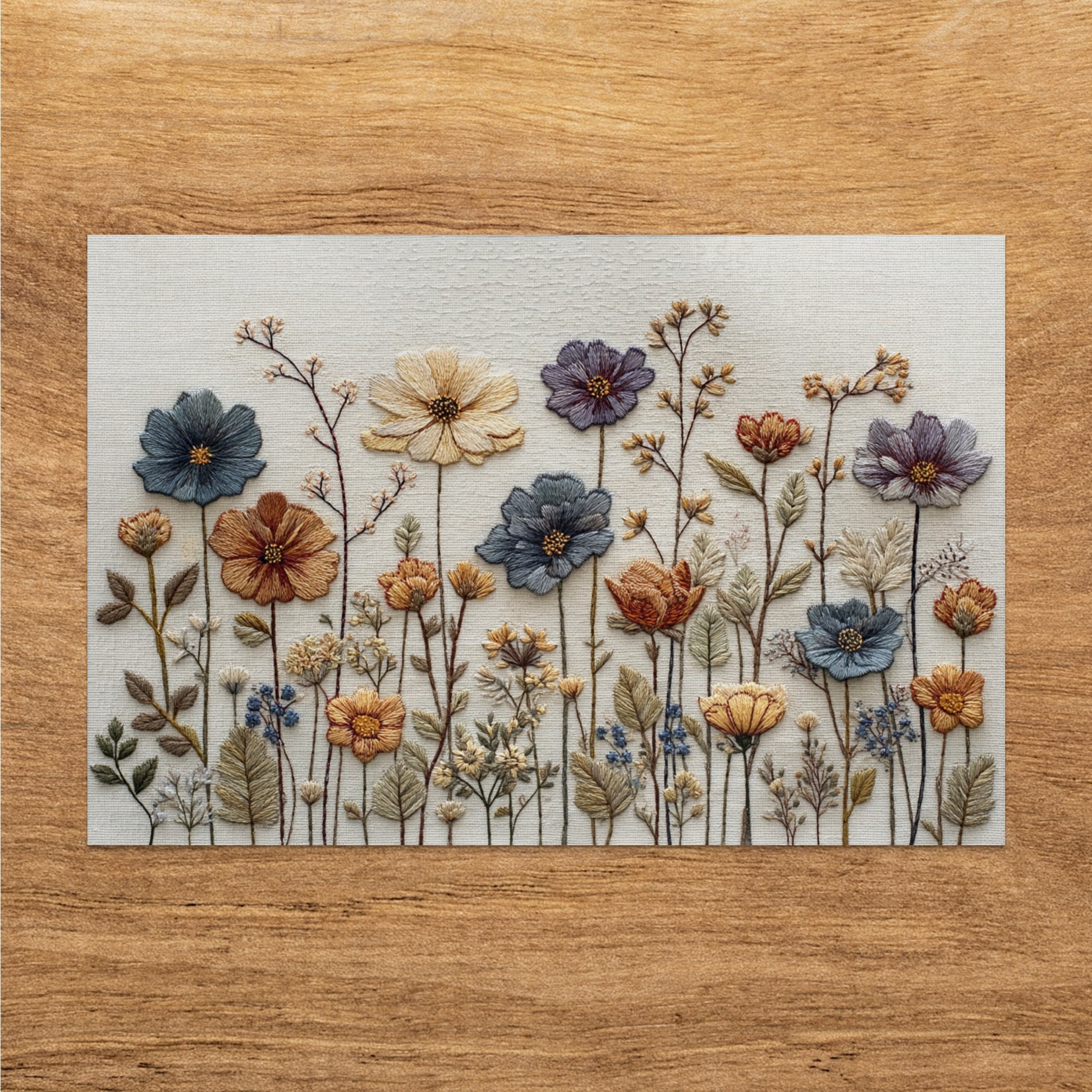 Handcrafted Embroidered Wildflowers Wall Art