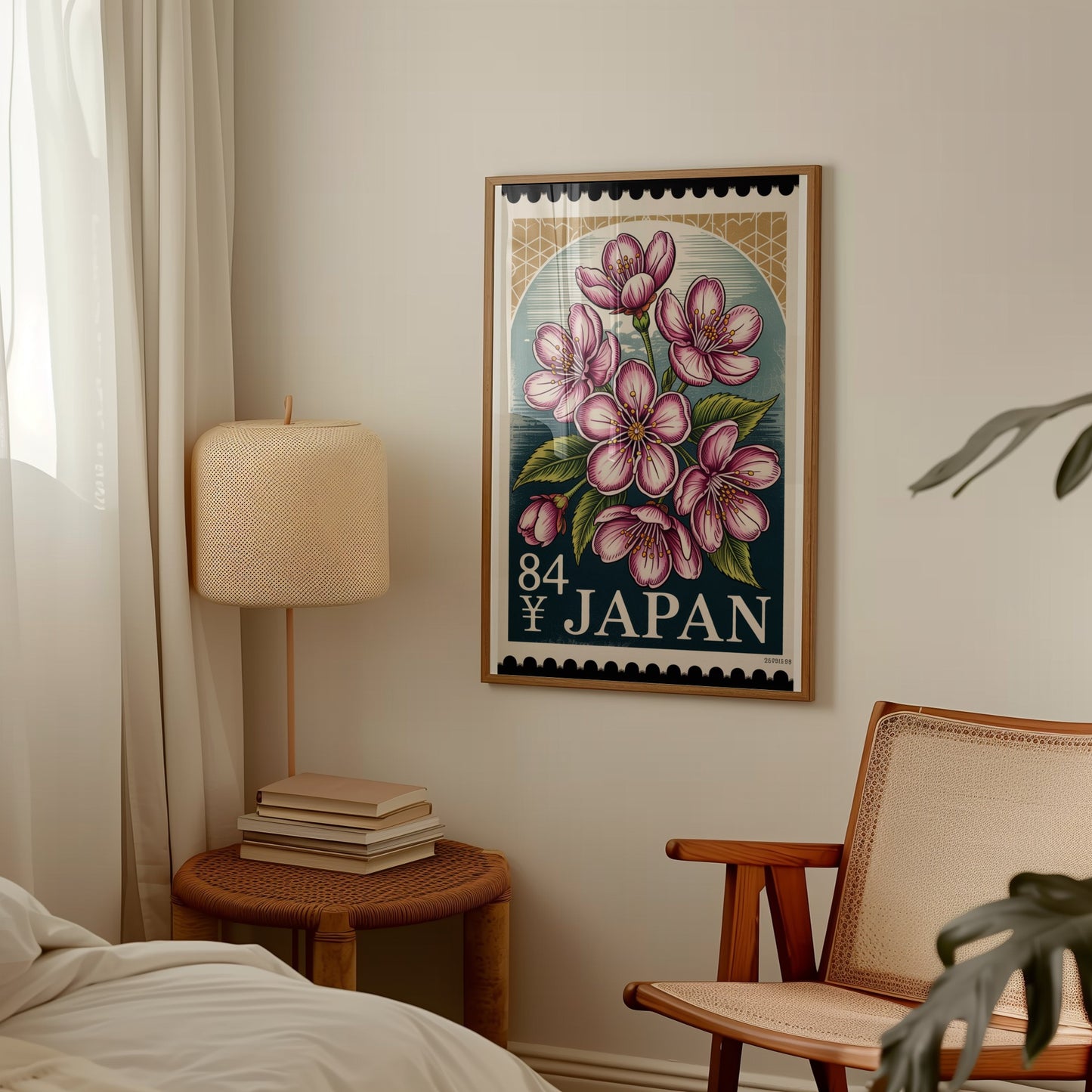 Japan Floral Artwork with Stamp Design Decor Product