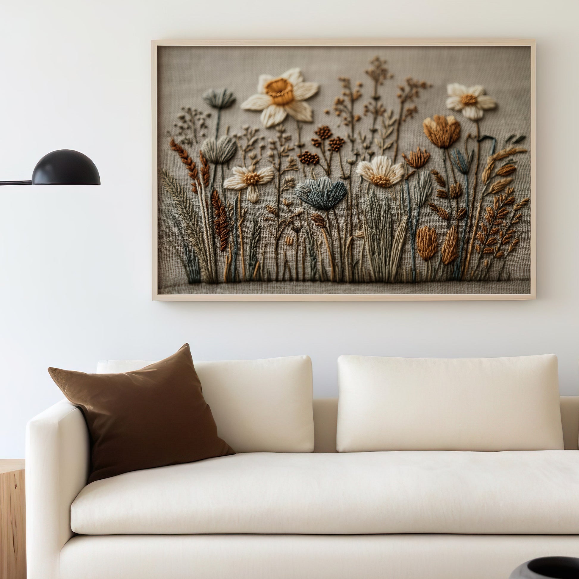 Wildflower Embroidered Art for Home Wall Decor