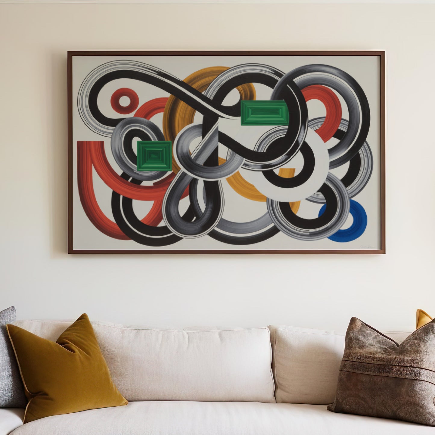 Abstract Modern Art Painting with Geometric Shapes Poster