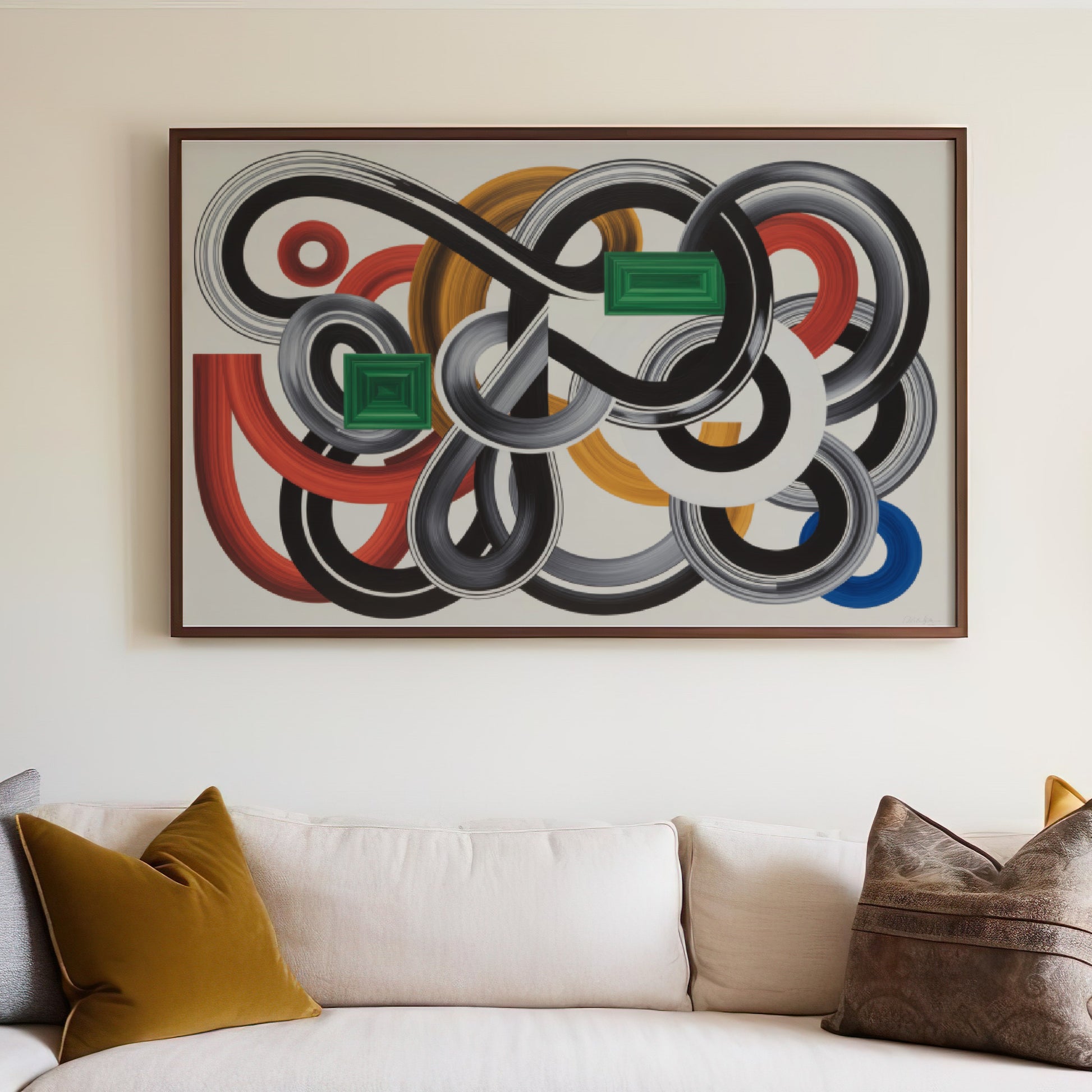 Abstract Modern Art Painting with Geometric Shapes Poster