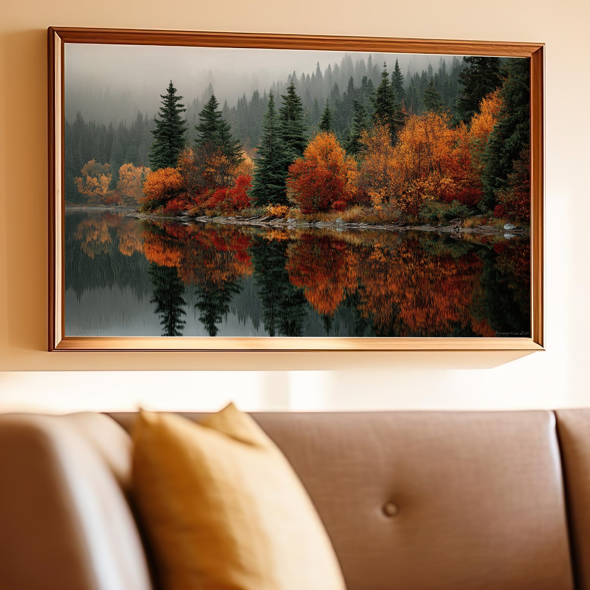 Stunning Autumn Forest Reflections Wall Art Decor