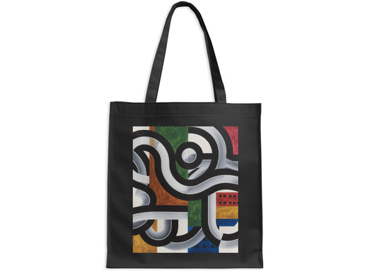 Bold Abstract Design Multi-Color Black Tote Bag