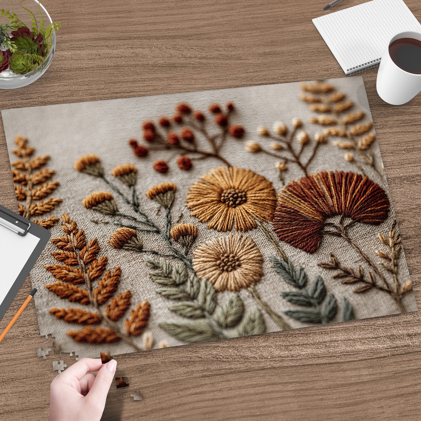 Handcrafted Botanical Embroidery Art Wall Decor