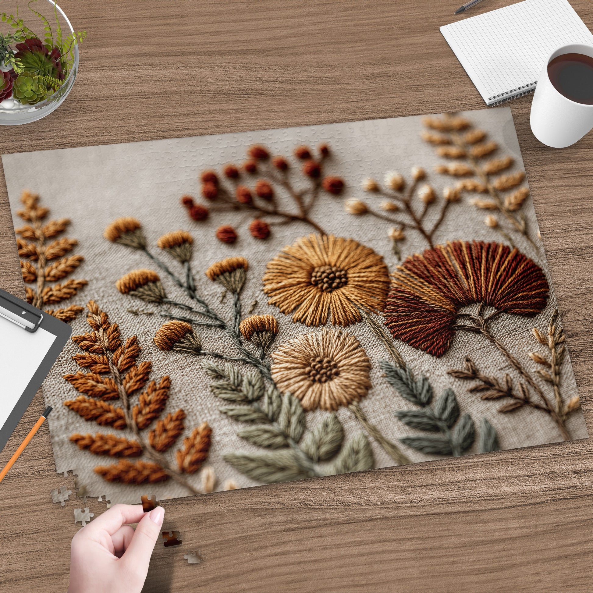 Handcrafted Botanical Embroidery Art Wall Decor