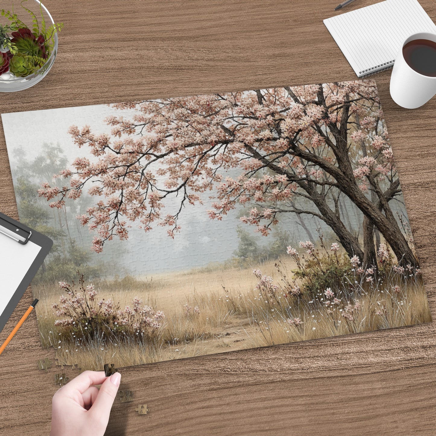 Beautiful Blossoming Tree in Scenic Meadow Jigsaw