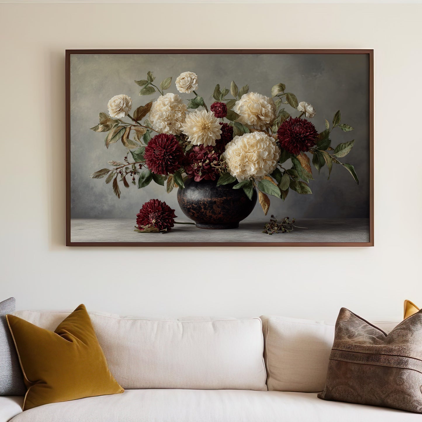 Elegantly Framed Floral Arrangement Wall Art Print