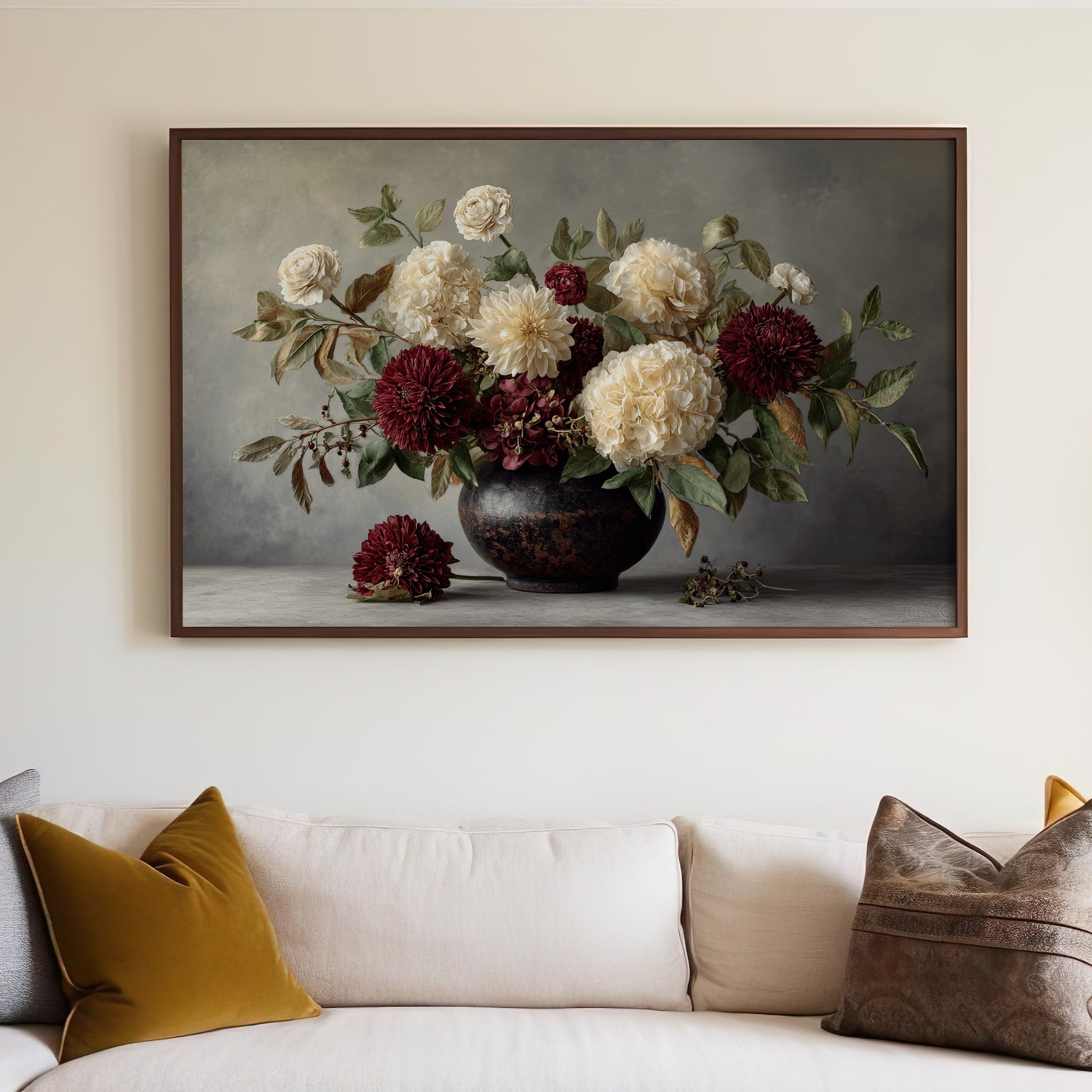 Elegantly Framed Floral Arrangement Wall Art Print