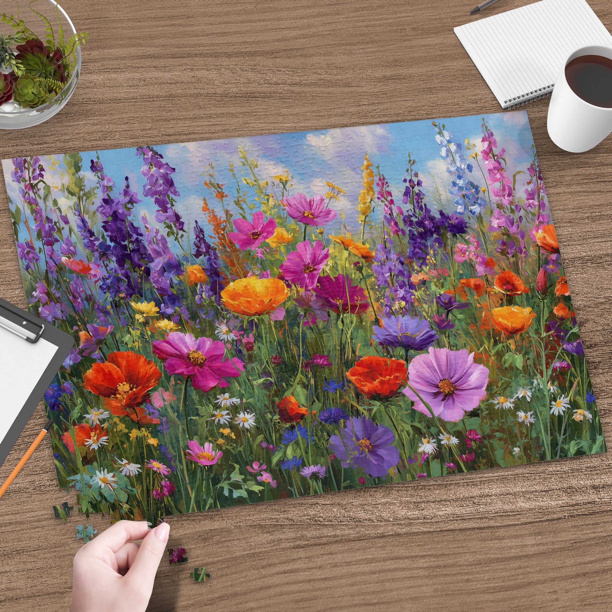 Vibrant Colorful Floral Field Painting Jigsaw product type