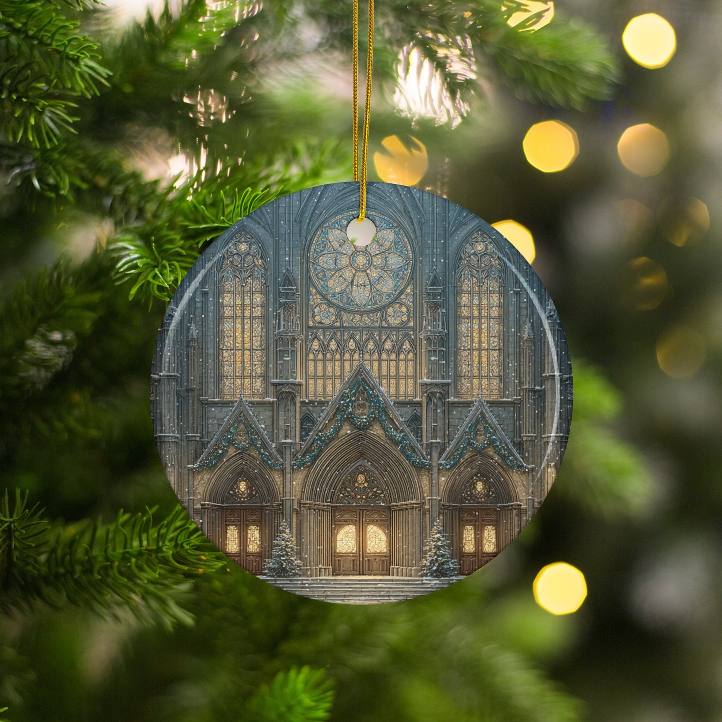 Gothic Cathedral Design Christmas Ornament