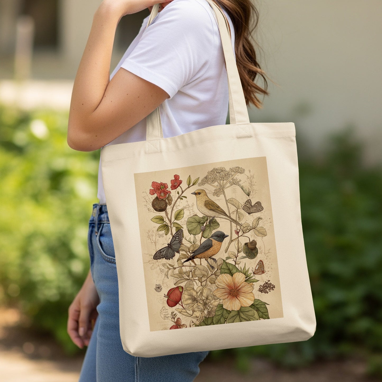 Beautiful Garden Birds and Butterflies Tote Bag