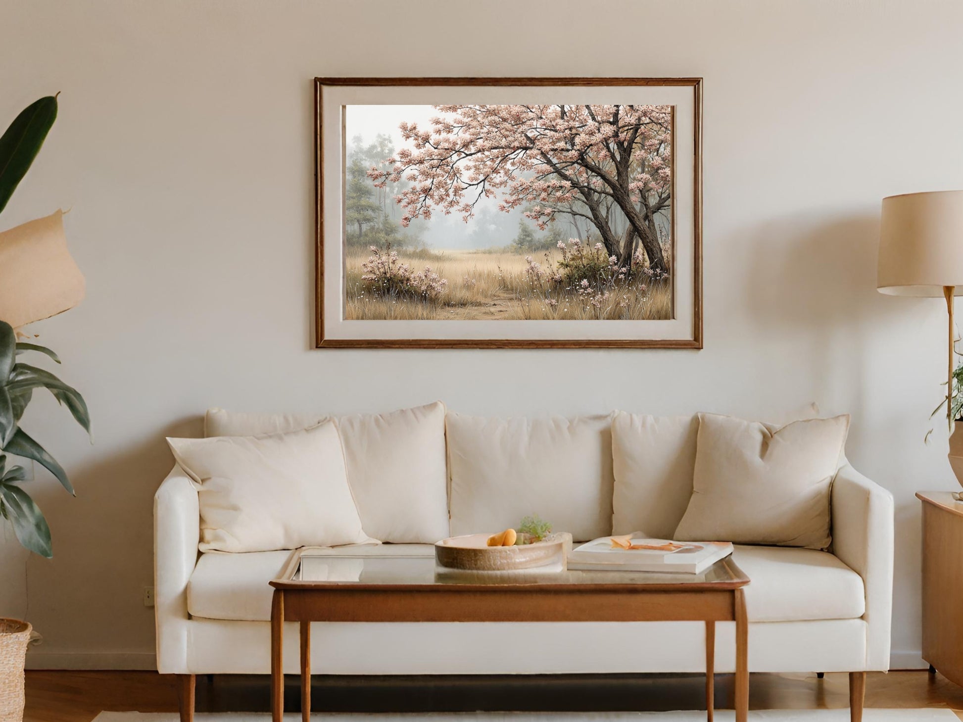 Beautiful Blossoming Tree Landscape Art Print
