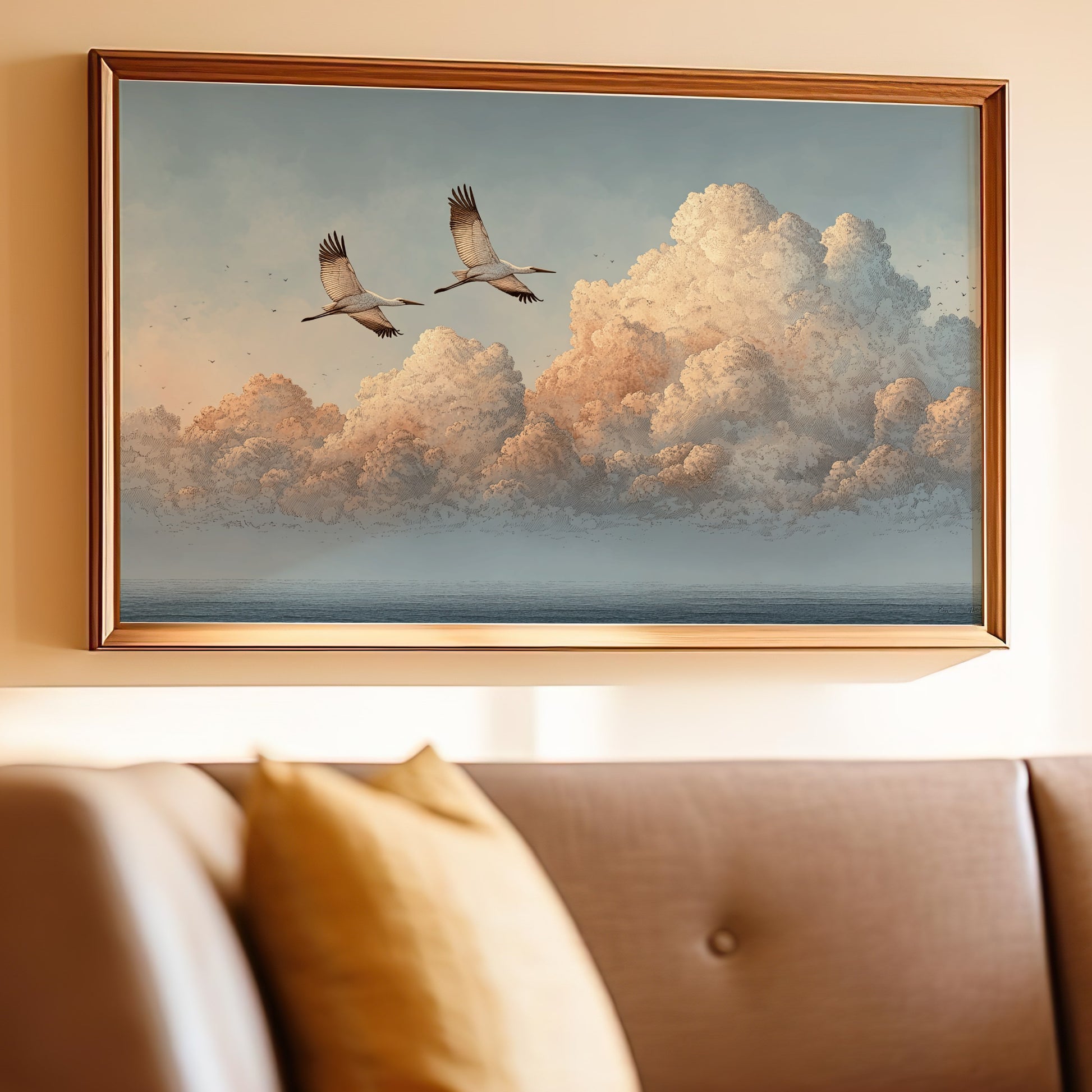 Serene Sky with Graceful Birds Wall Art for Home Decor