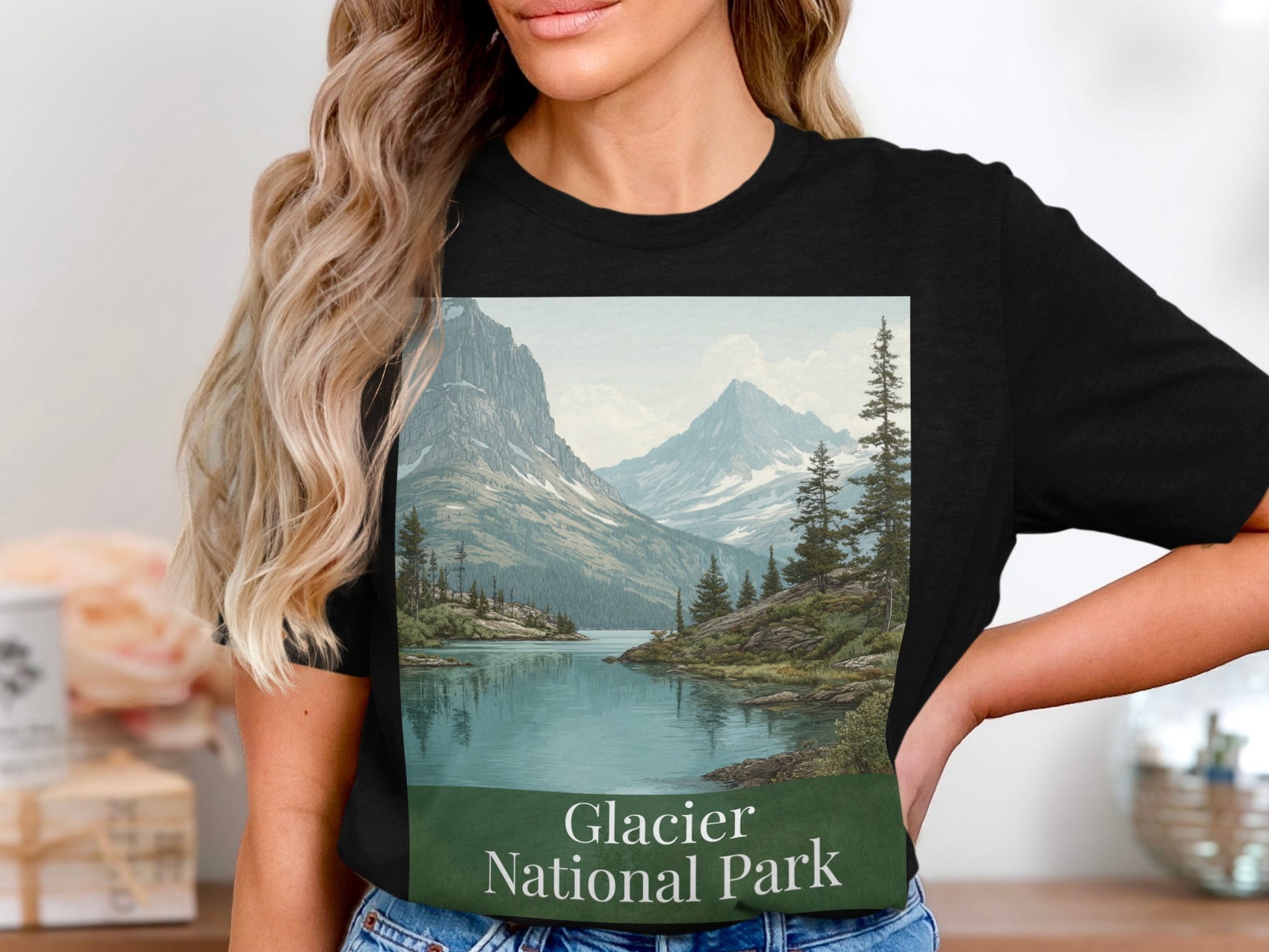 Glacier National Park Scenic Mountain Art T-Shirt
