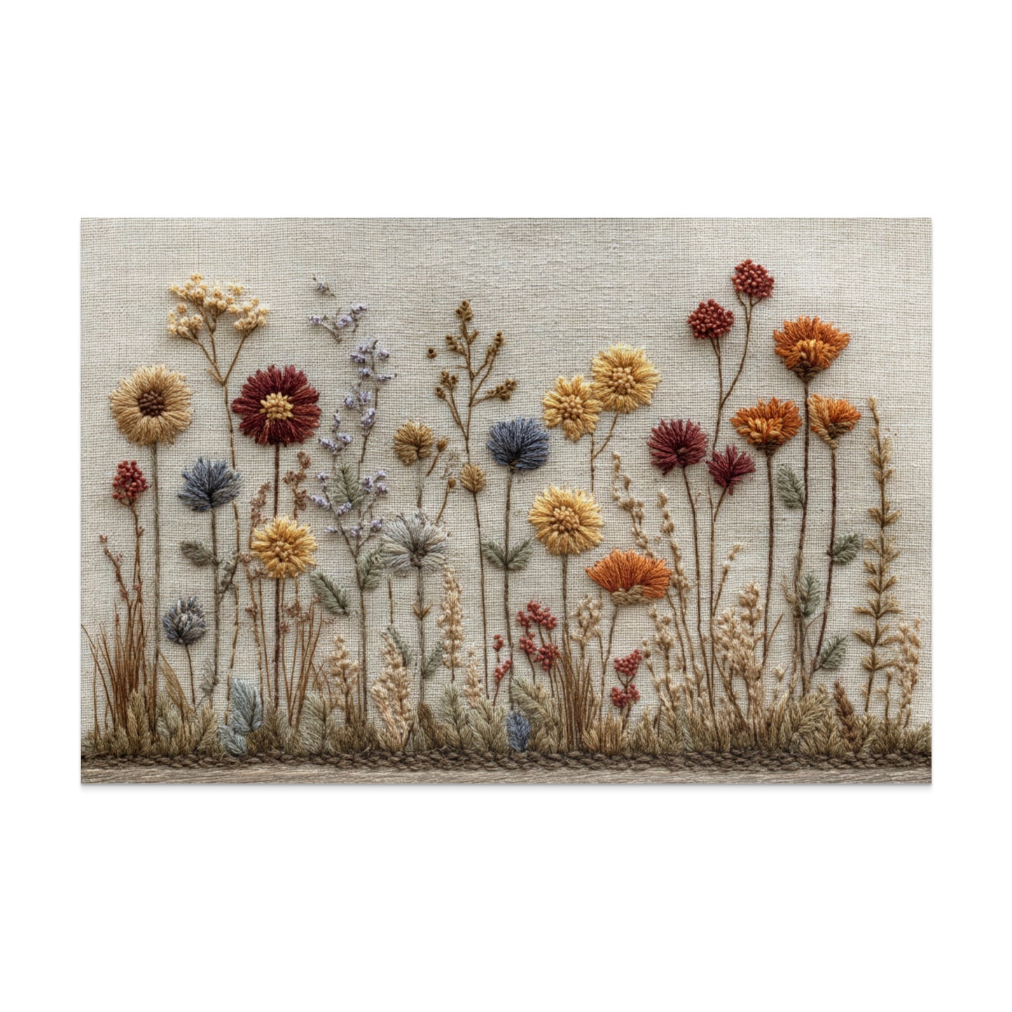 Handcrafted Floral Embroidery Artwork for Wall Decor