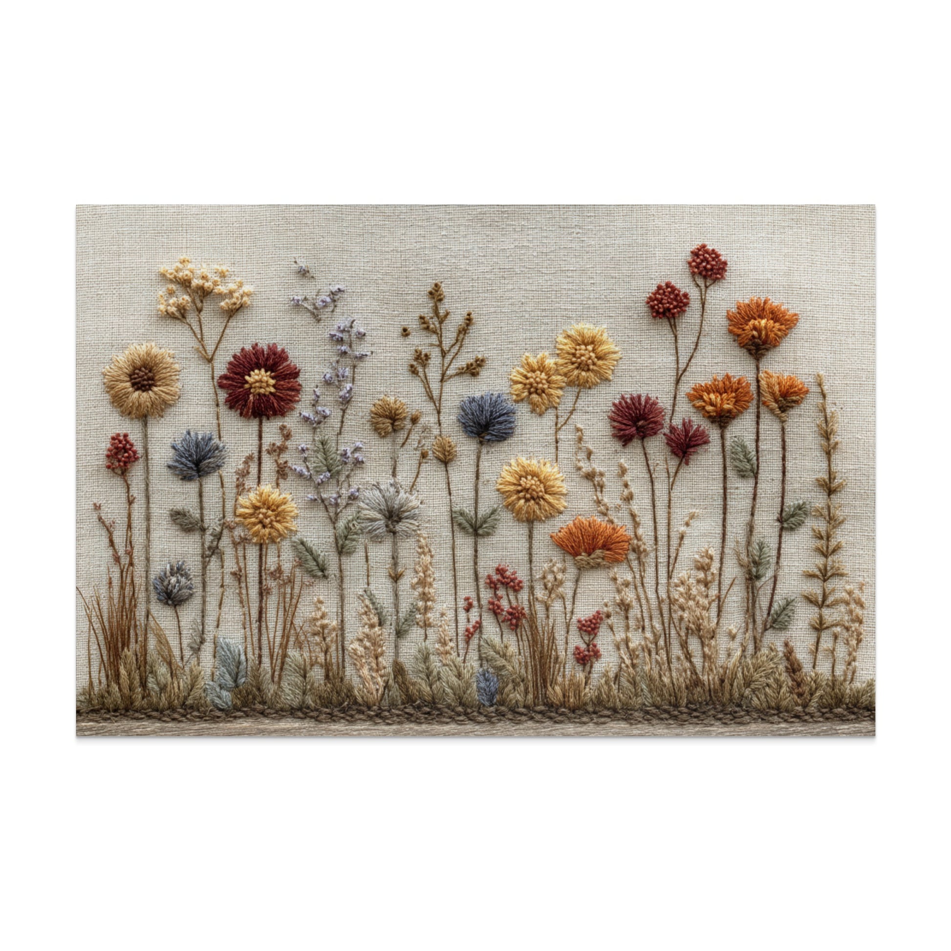 Handcrafted Floral Embroidery Artwork for Wall Decor
