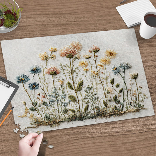 Embroidered Wildflower Garden Delicate Botanical Scene product type