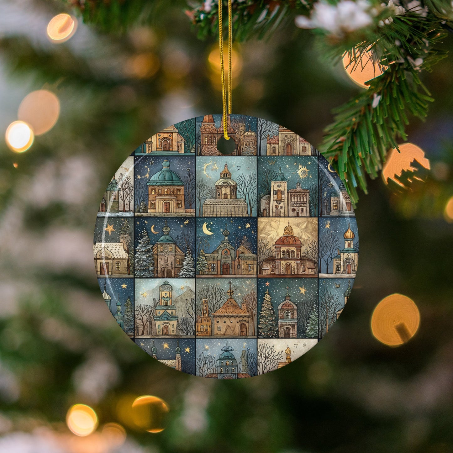 Festive Christmas Tree Round Hanging Ornament