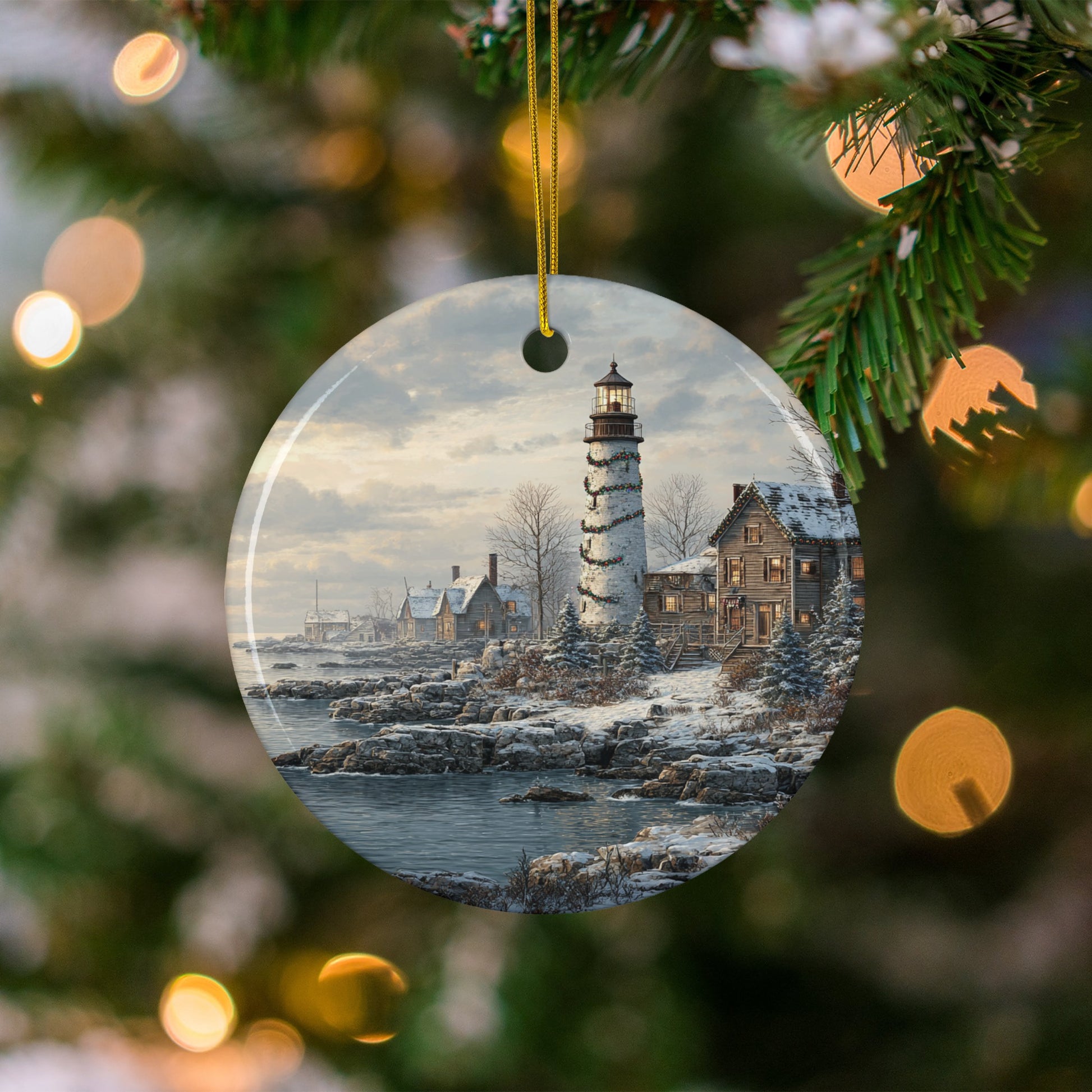 Coastal Lighthouse Scenic Christmas Ornament product