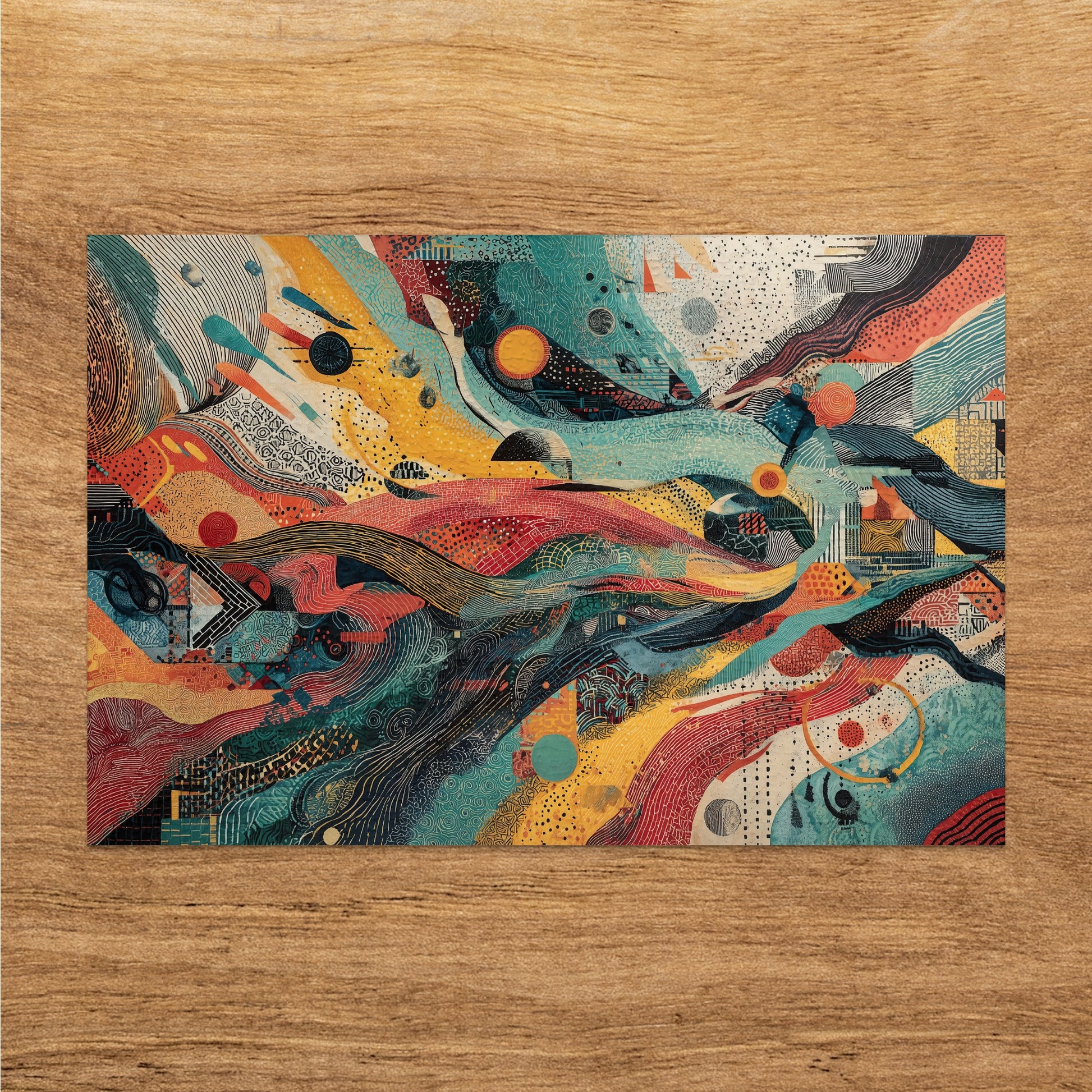 Bold Colorful Abstract Pattern Dynamic Visual Artwork product type
Abstract art
Colorful design
Wavy pattern
Geometric shapes
Modern artwork
Vibrant print
Dynamic visual
Line art
Dot pattern
Abstract patterns
Contemporary art
Artistic print
Unique design
Textured pattern
Bold colors
Graphic art
Abstract illustration
Digital art
Intricate design
Abstract expression