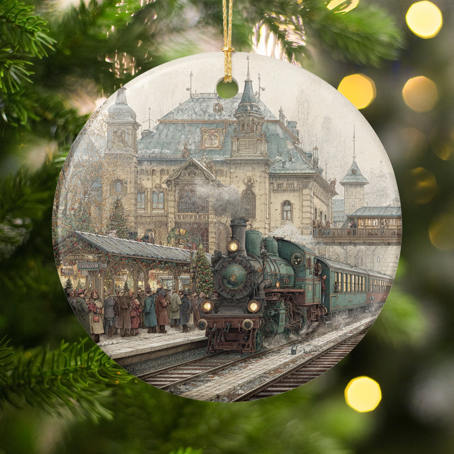 Antique Steam Locomotive Christmas Ornament for Holidays