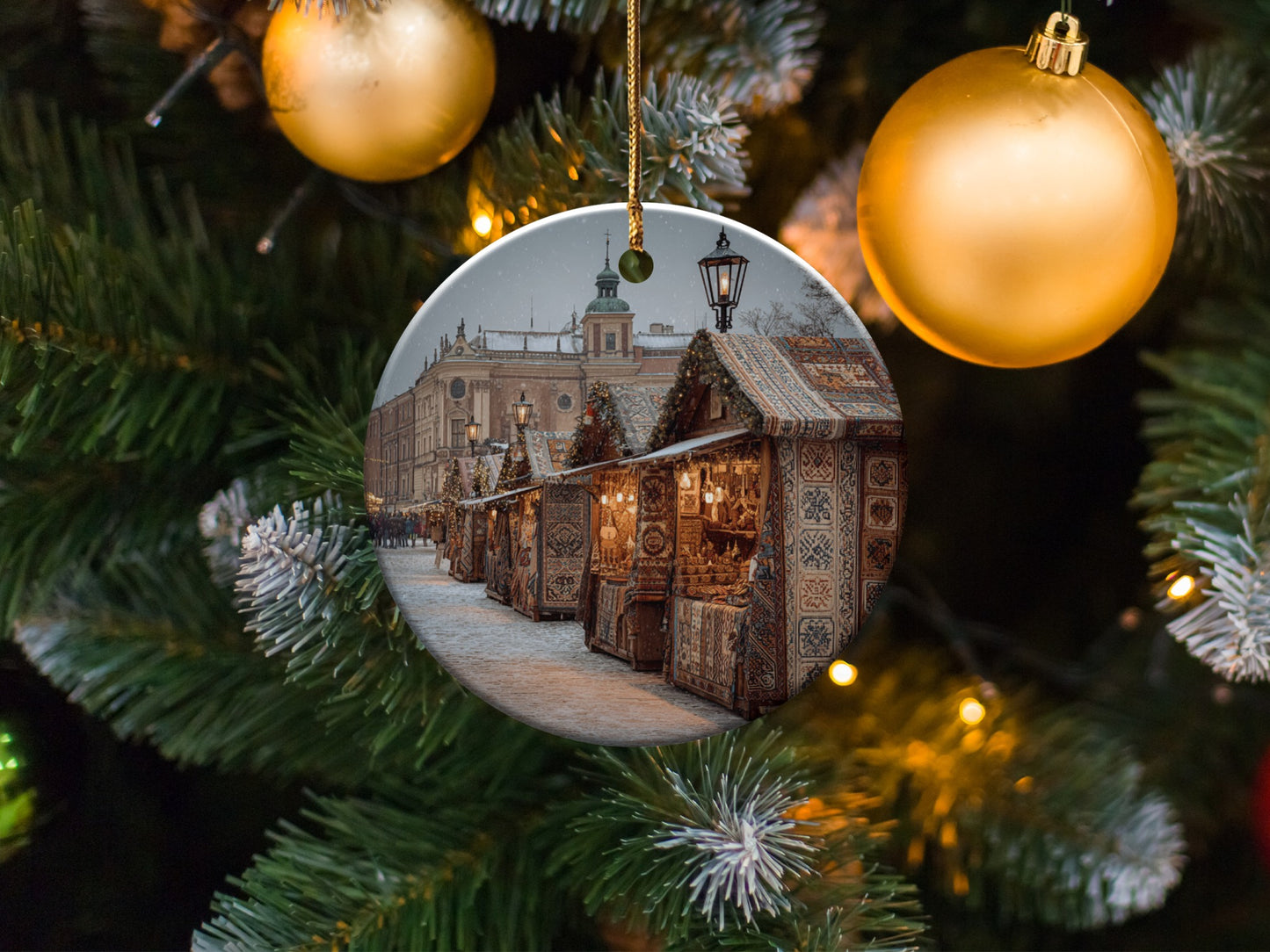 Christmas Market Scene Ornament Holiday Decor Item