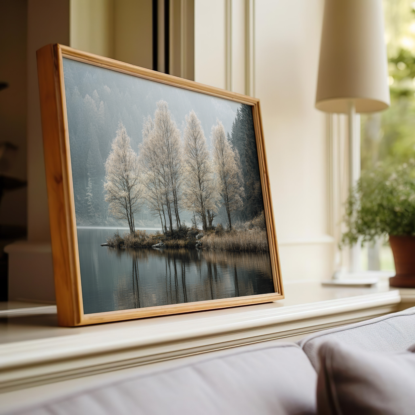 Stunning Framed Artwork of Serene Lake and Trees