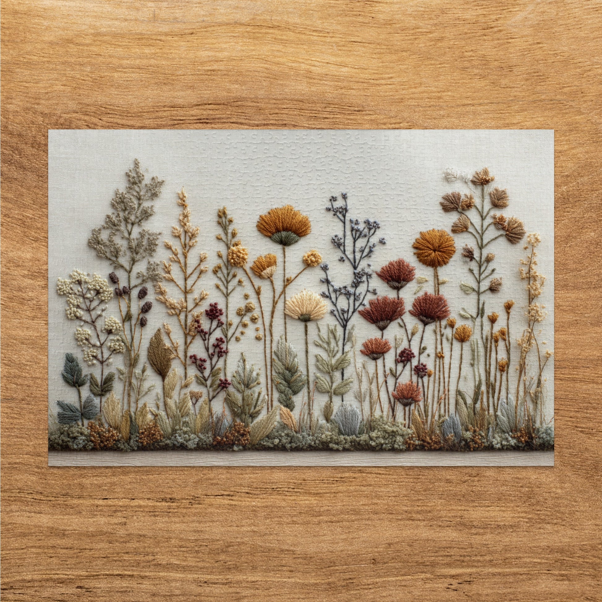 Intricate Floral Pattern Botanical Embroidered Wall Art