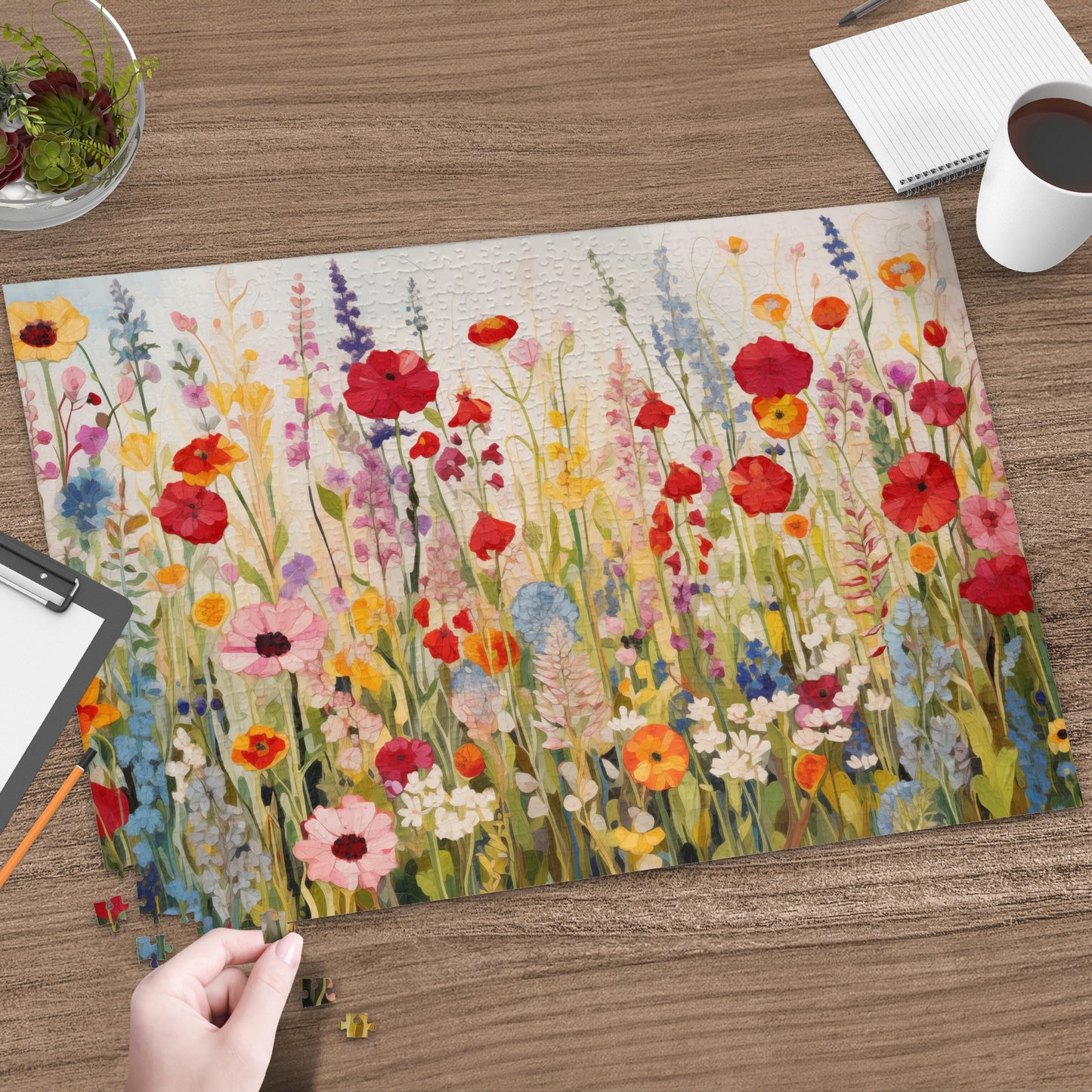 Colorful Floral Meadow Jigsaw Puzzle for Relaxation