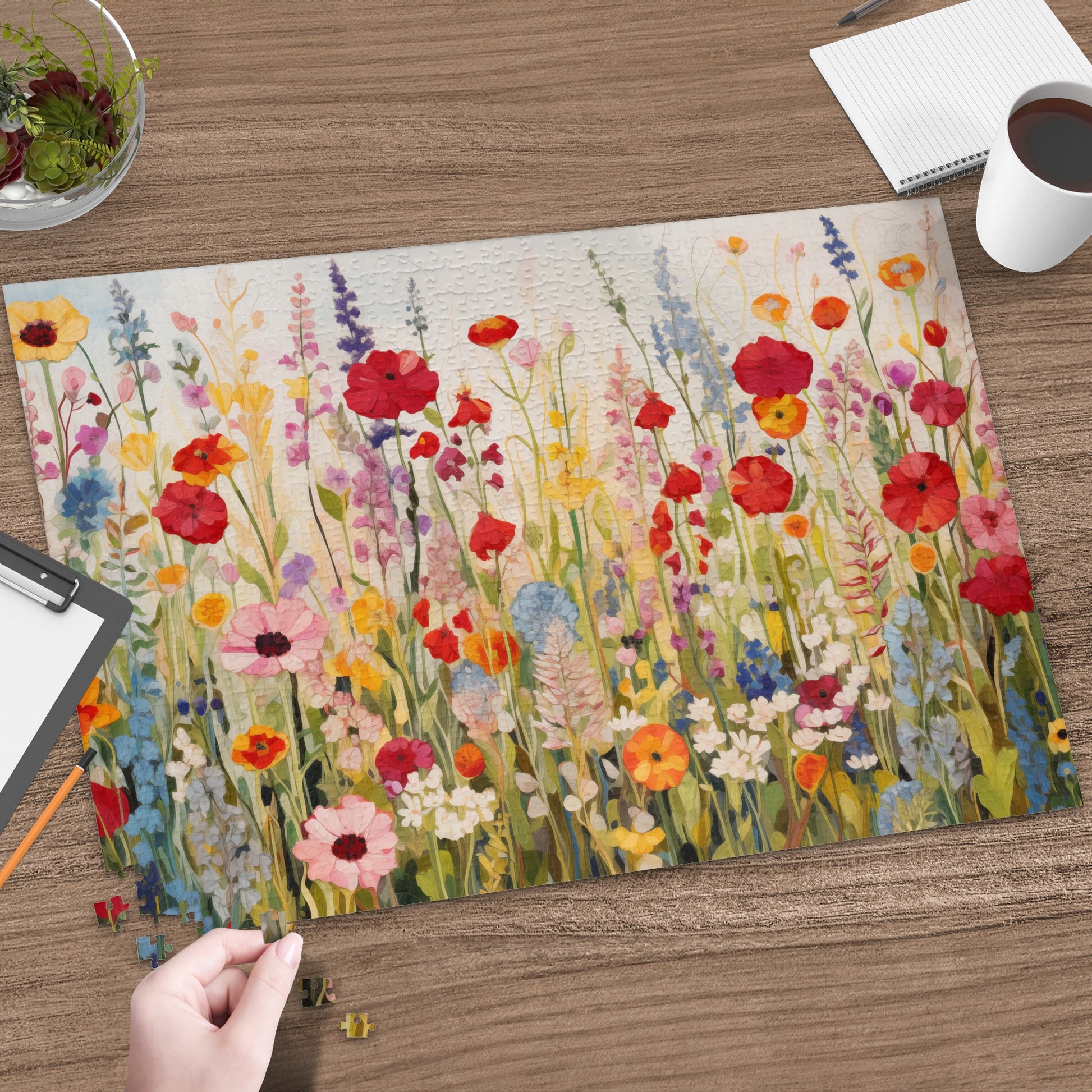 Colorful Floral Meadow Jigsaw Puzzle for Relaxation