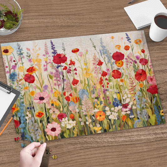 Colorful Floral Meadow Jigsaw Puzzle for Relaxation