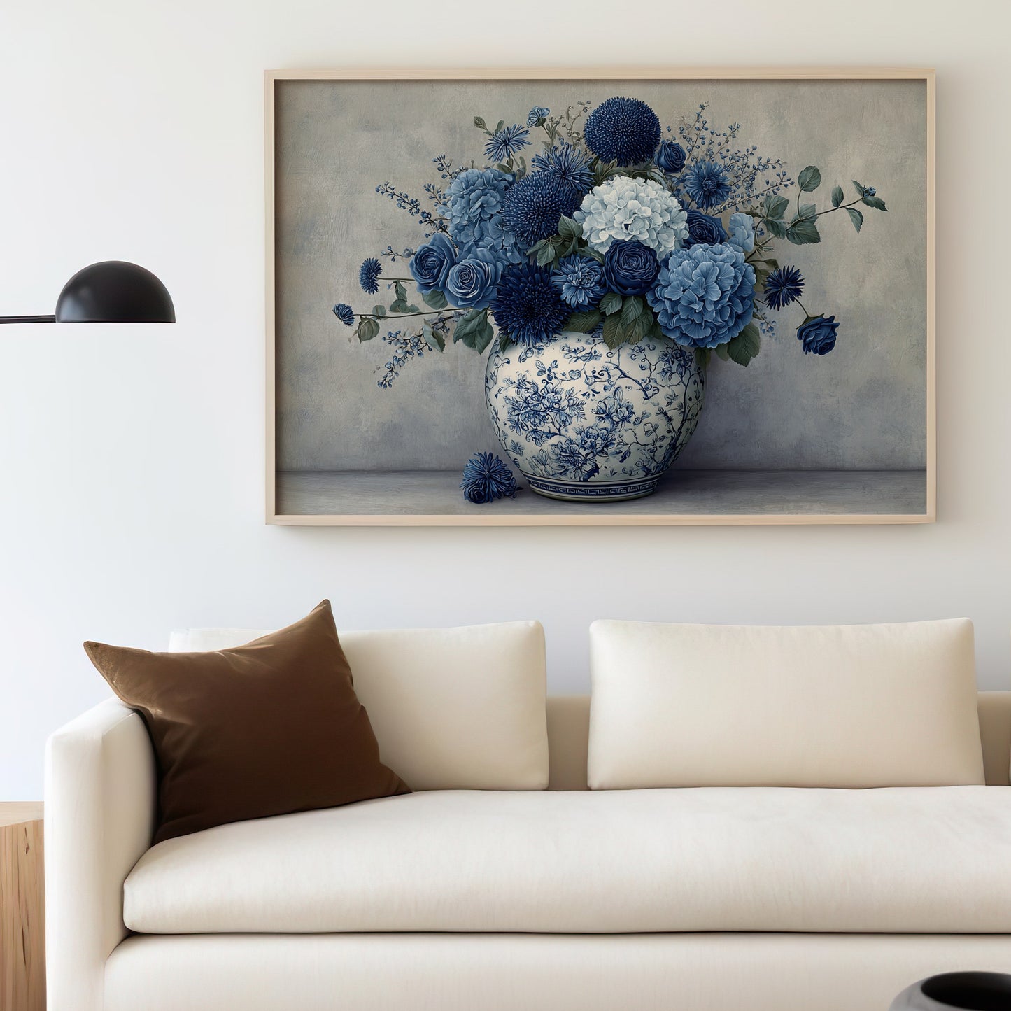 Elegant Floral Artwork with Blue Tones Wall Art